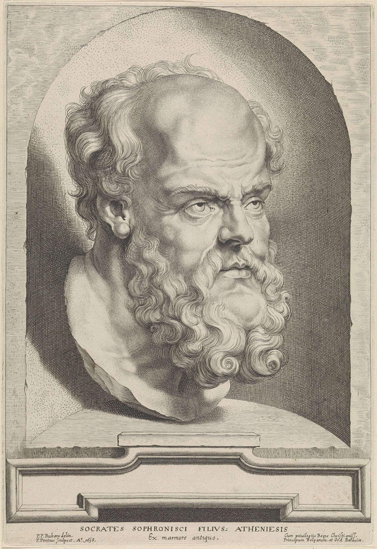 Antieke buste van Socrates by Paulus Pontius