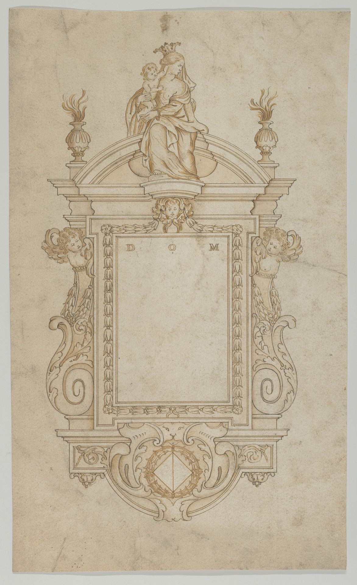 Design for an Epitaph surmounted by a Statue of the Virgin and Child by Anonymous