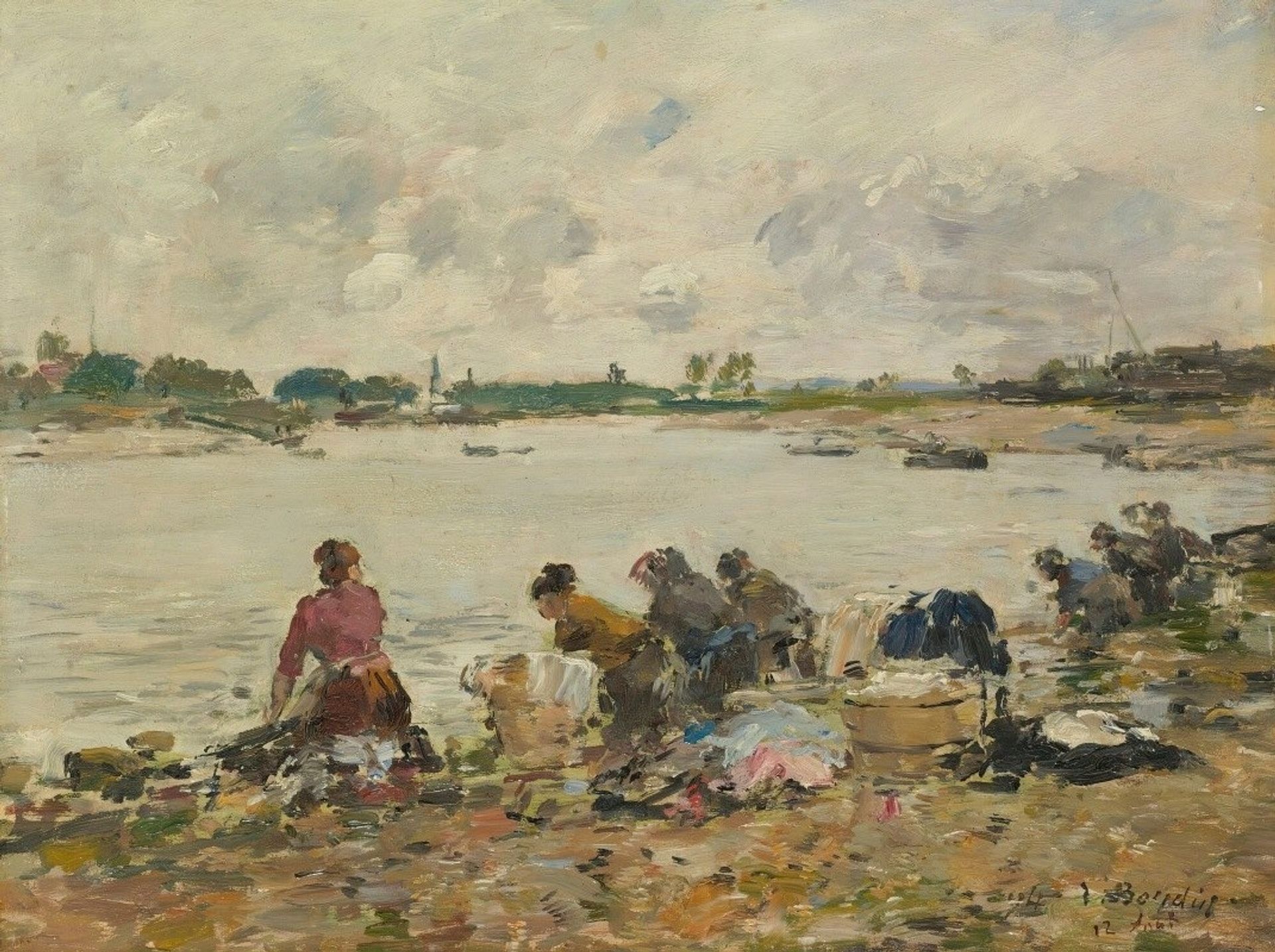 Laveuses Au Bord De La Touques by Eugène Boudin