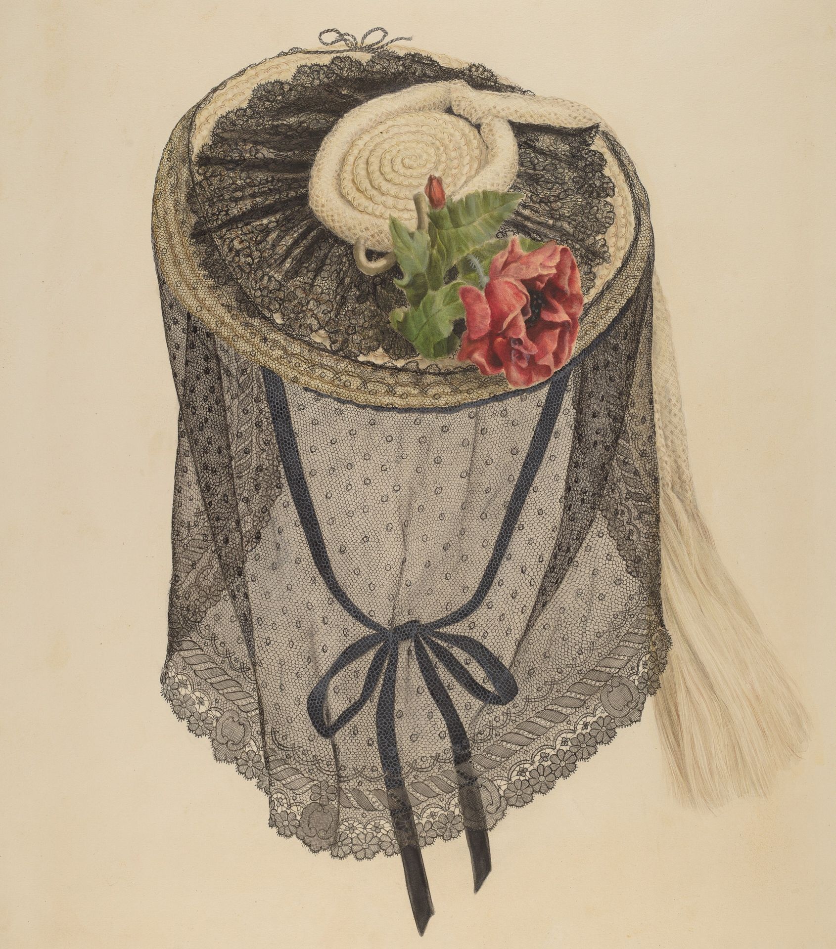 Lace and Straw Bonnet by Henry De Wolfe