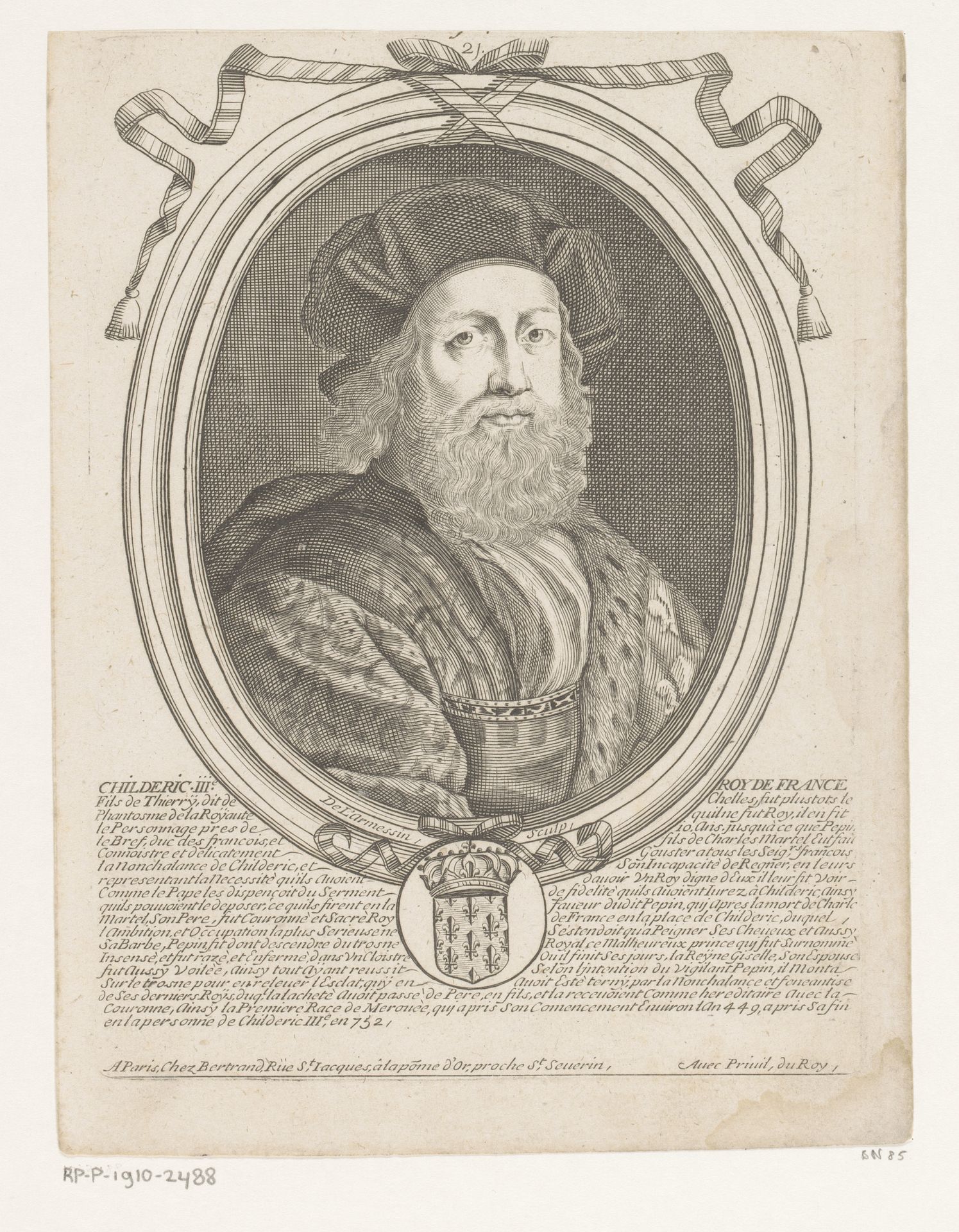 Portret van Childerik III by Nicolas de (I) Larmessin