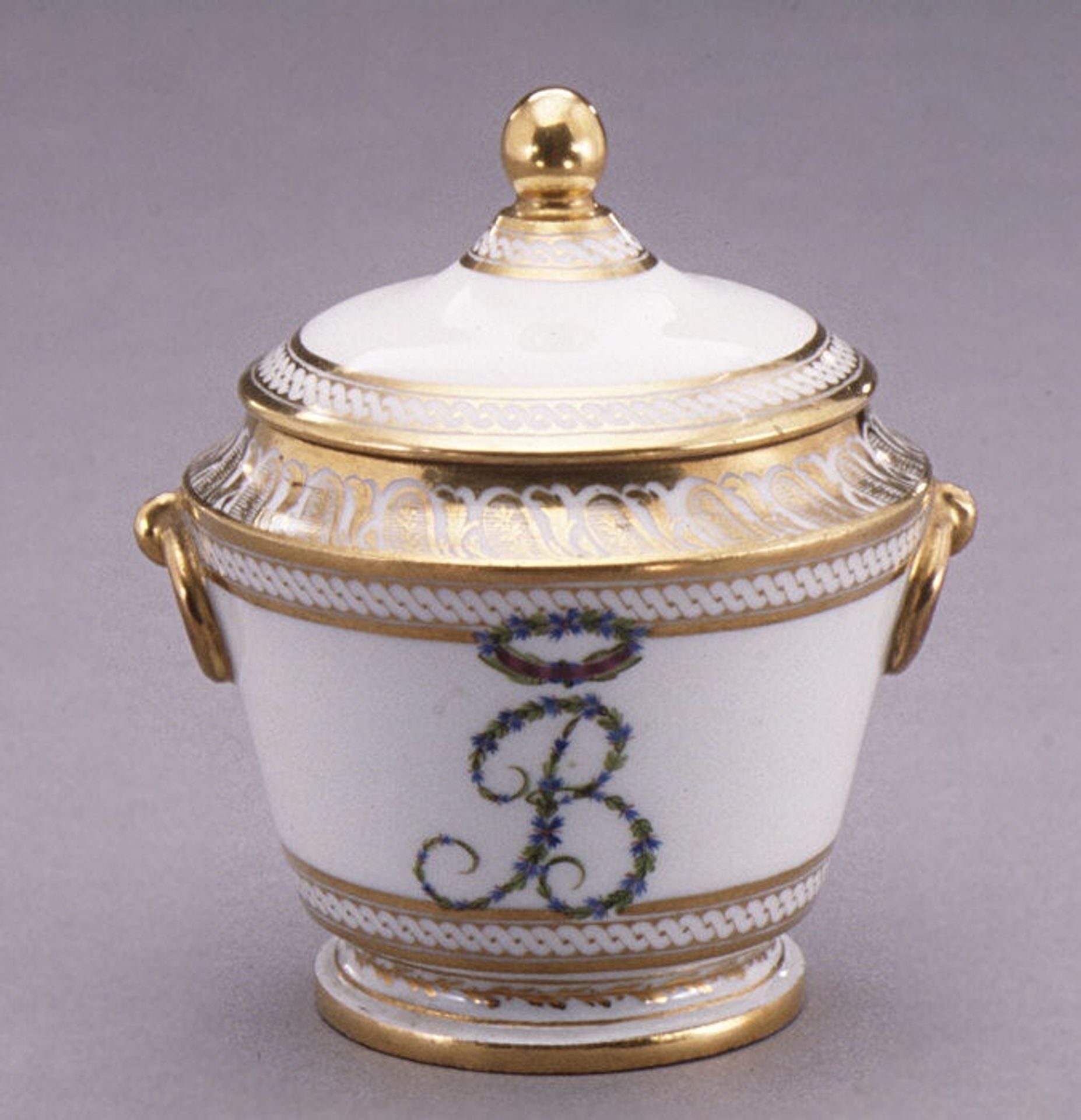 Sugar bowl with cover (part of a traveling tea service) by Dihl et Guérhard
