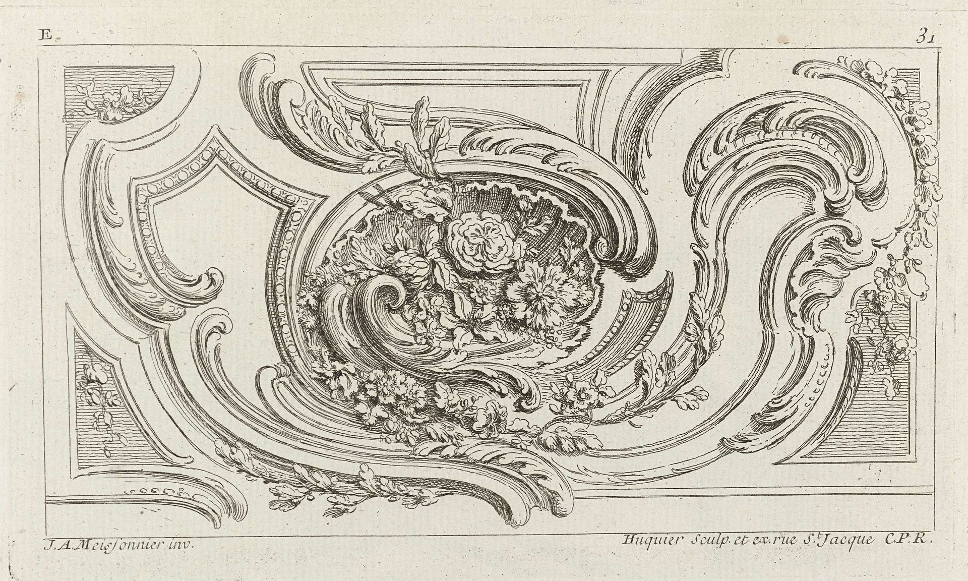 Ornament met bloemen en bladeren by Gabriel Huquier