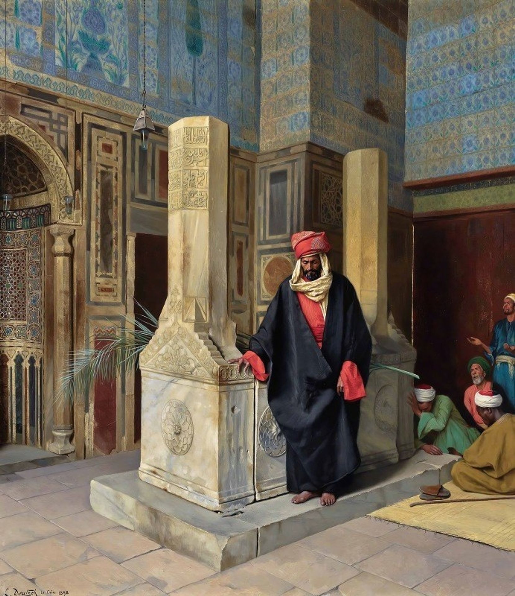 Praying In The Blue Mosque, Cairo by Ludwig Deutsch