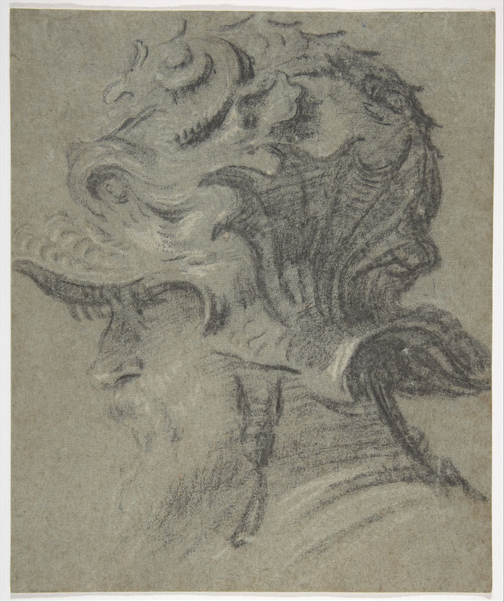 Study of a Bearded Man Wearing the Helmet of Guidobaldo II della Rovere, Duke of Urbino by Anonymous