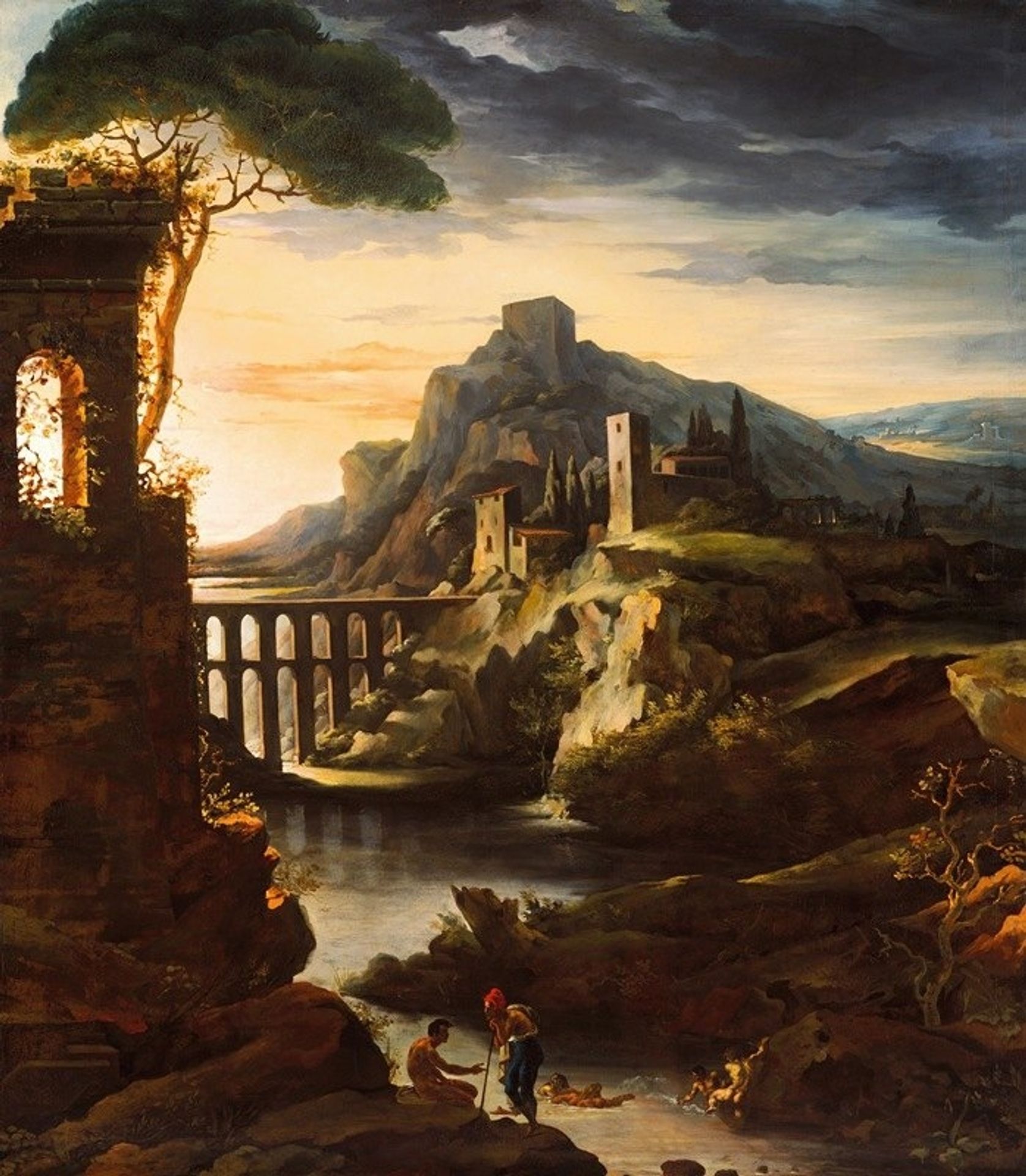 Evening; Landscape with an Aqueduct by Théodore Géricault