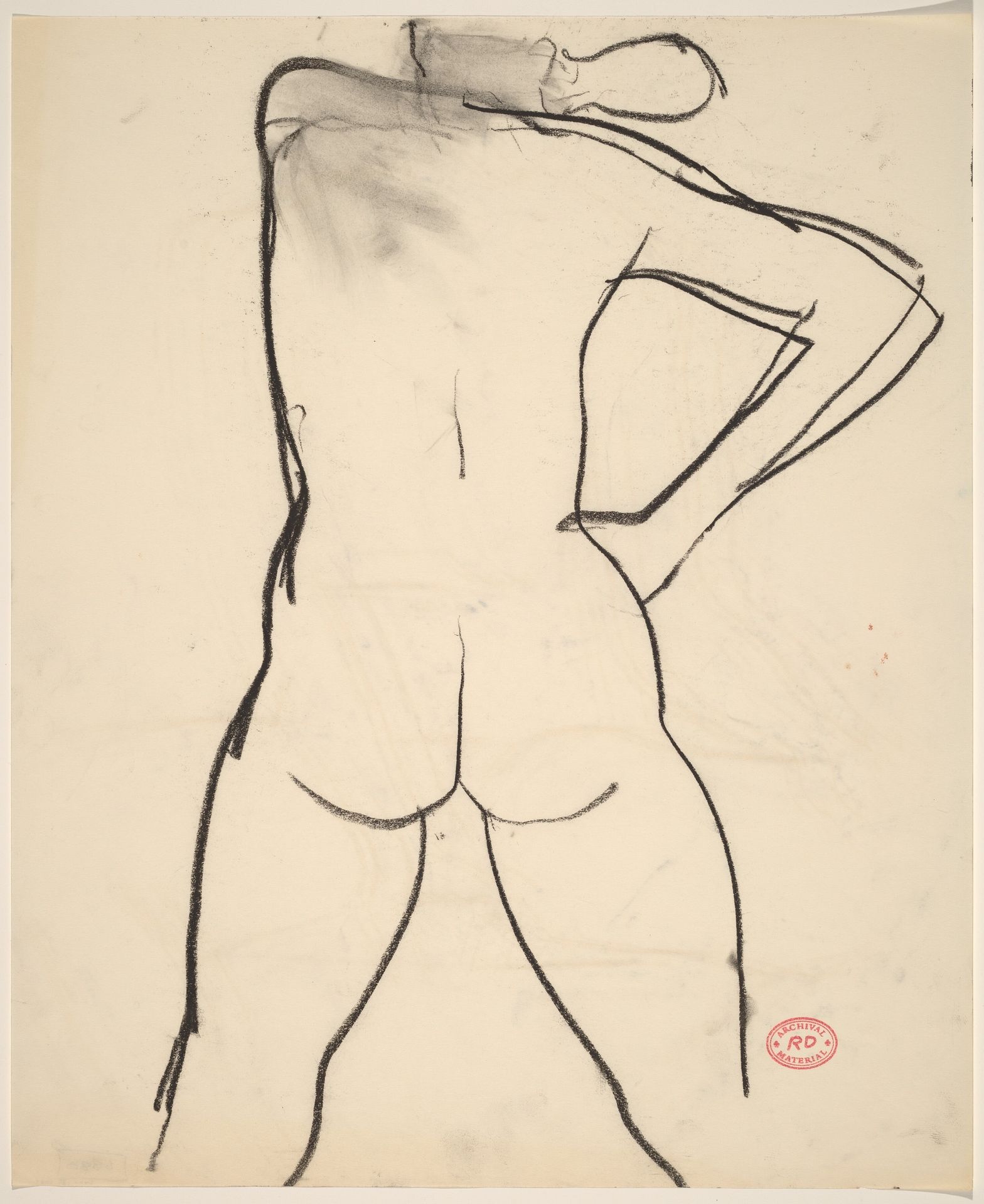 Untitled [rear view of female nude with right hand on hip] by Richard Diebenkorn