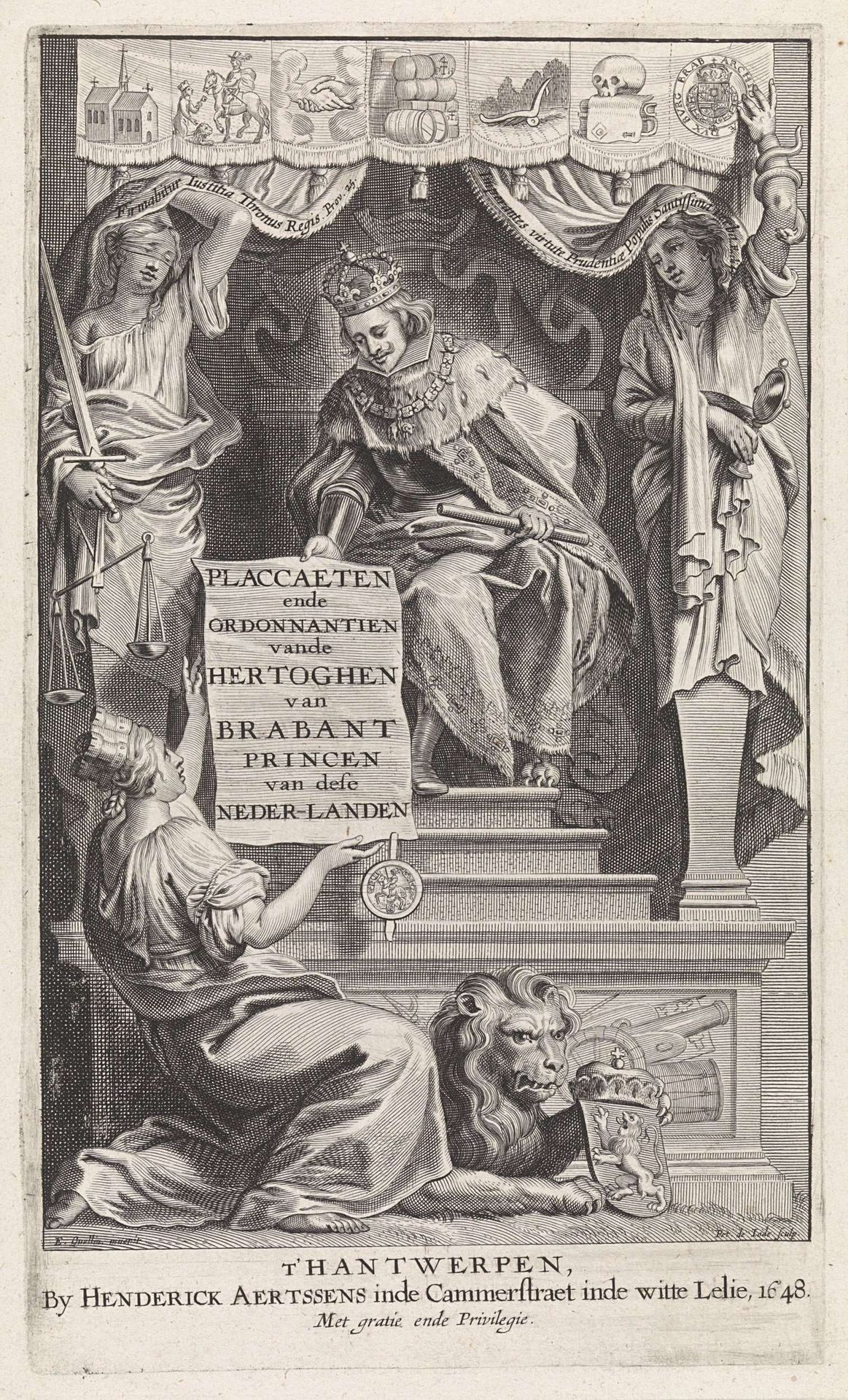 Hertog met personificatie van een stad by Pieter de (II) Jode