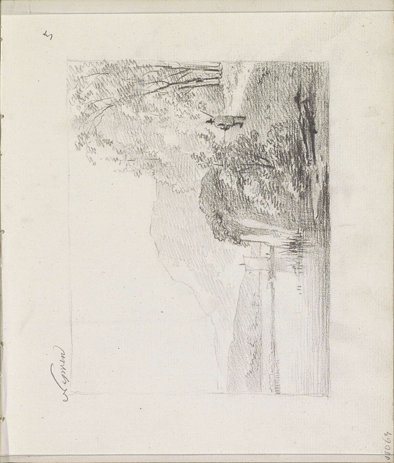 Berglandschap met een wandelaar langs een rivier by Andreas Schelfhout