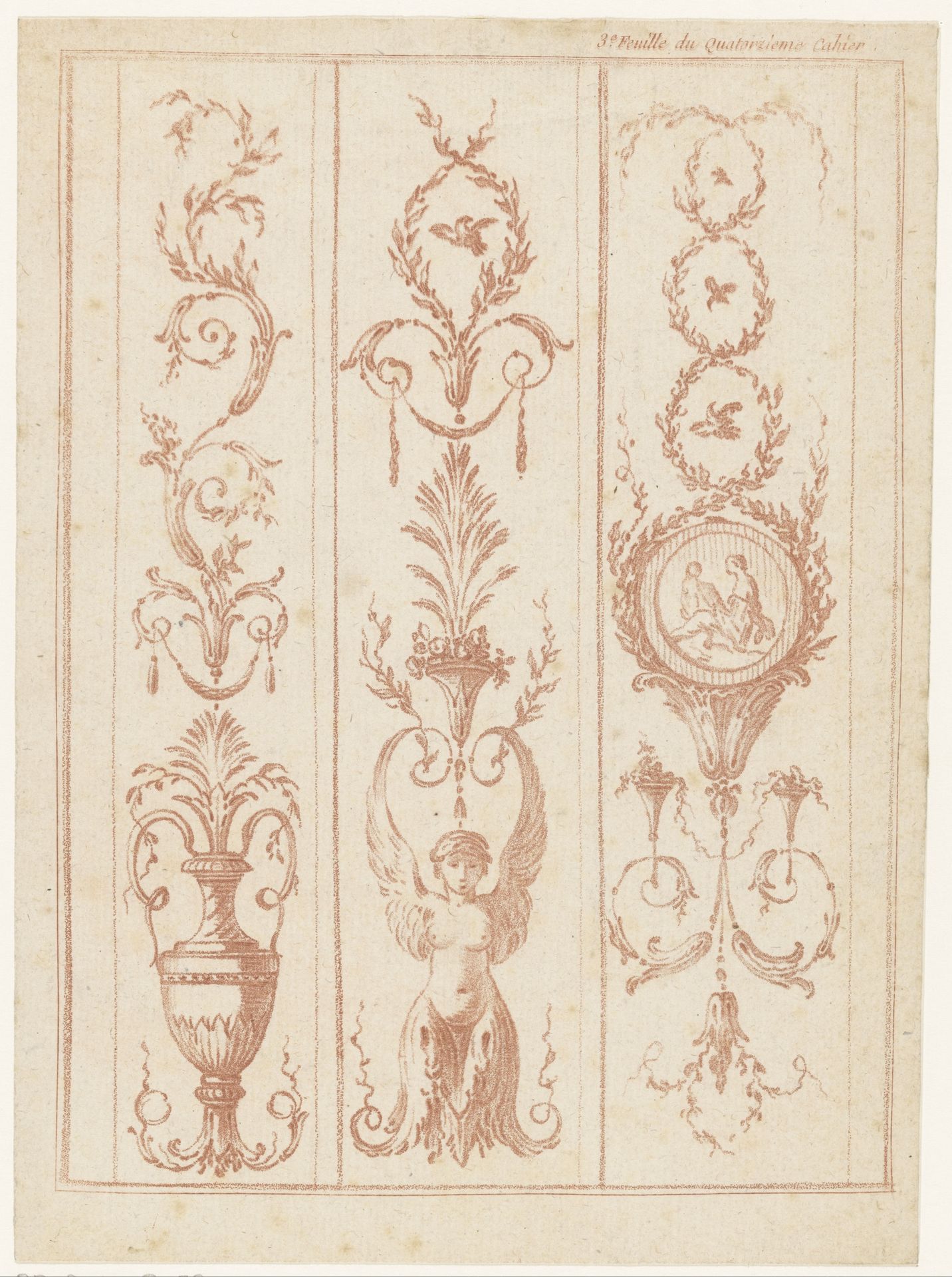 Drie panelen met arabesken by Anonymous