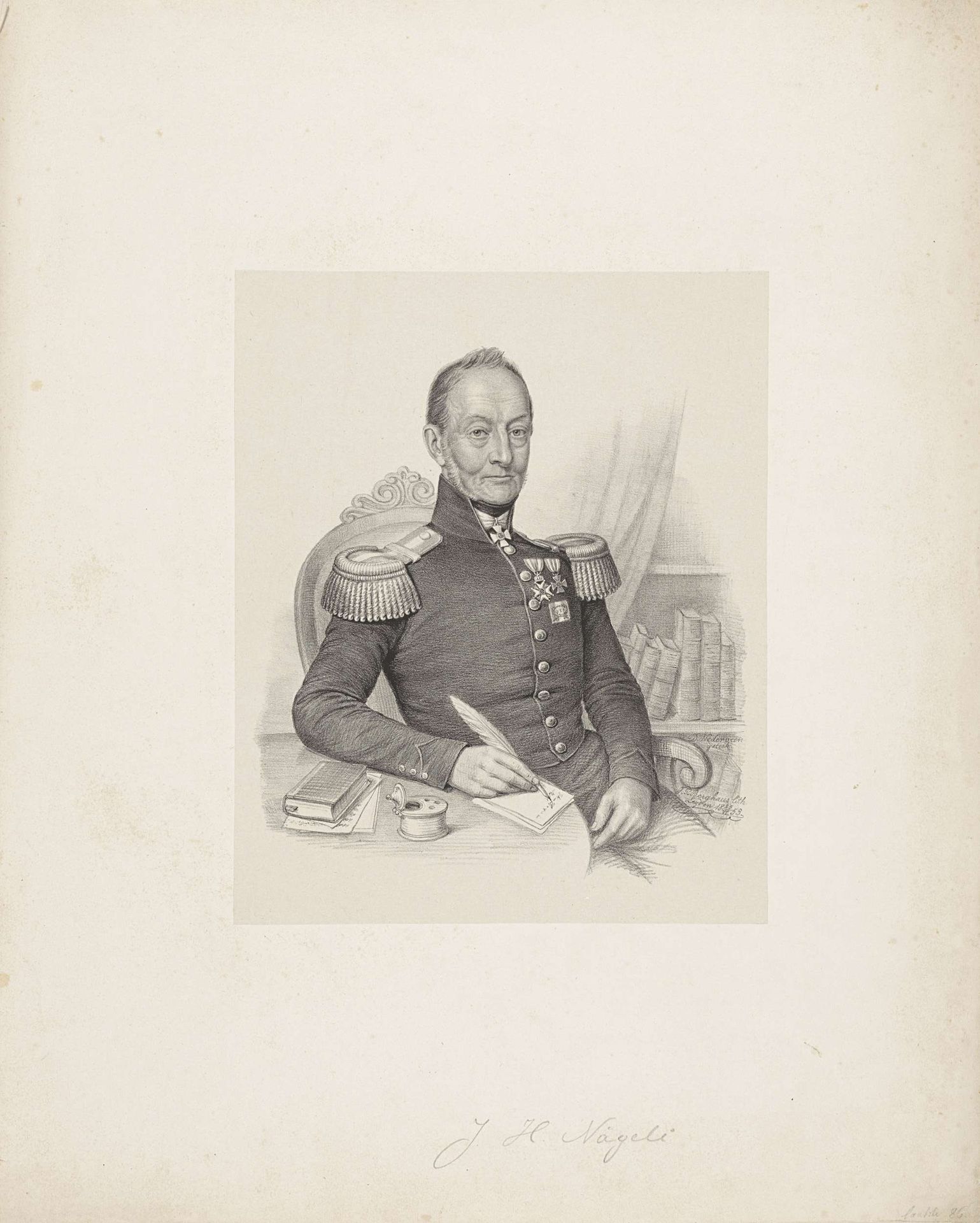 Portret van J. H. Nägeli by Johann Peter Berghaus