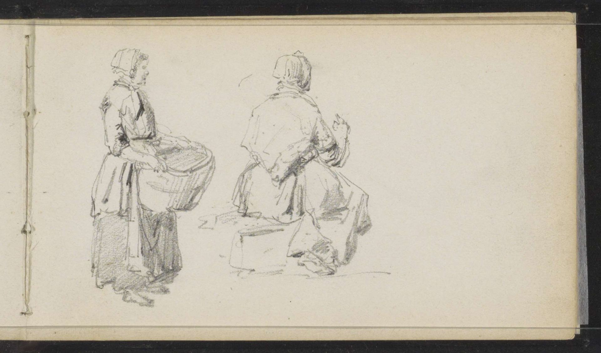 Staande en zittende vrouw by Cornelis Springer