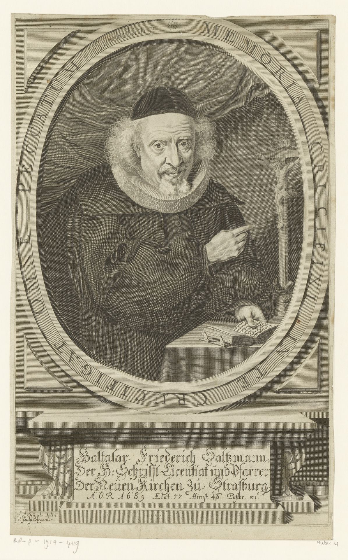 Portret van Balthasar Friedrich Saltzmann by Johann Adam Seupel