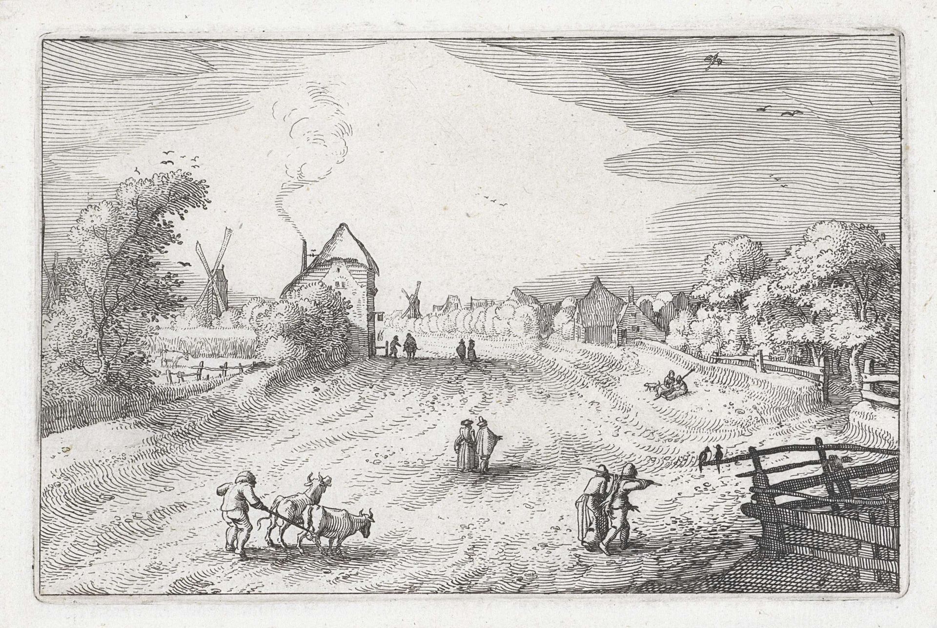 De weg naar Leiden by Claes Jansz. Visscher