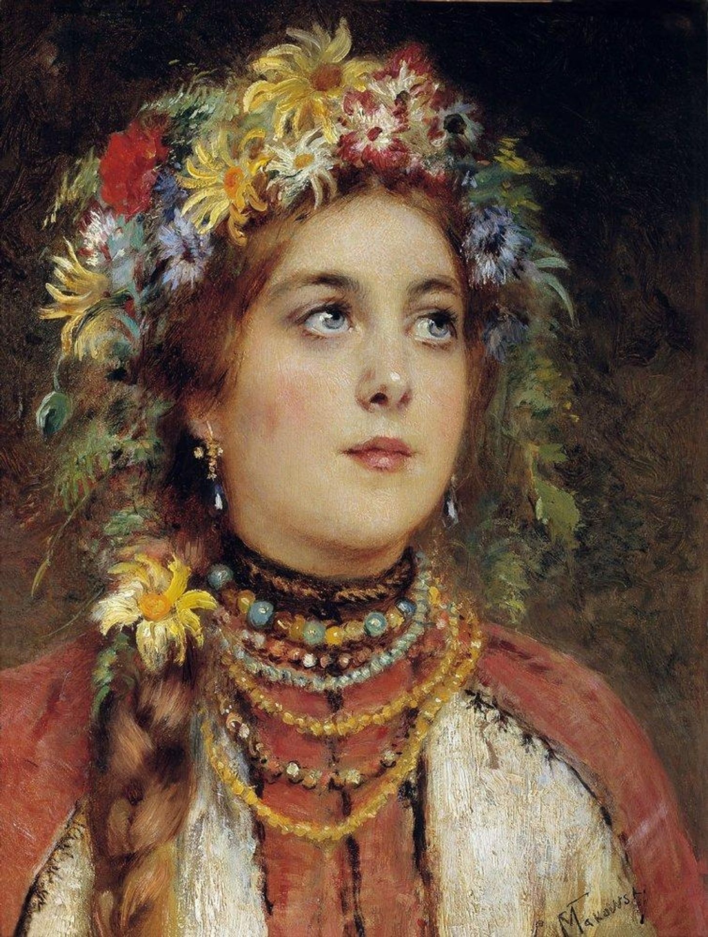 Russian Beauty in Summer Garland by Konstantin Egorovich Makovsky