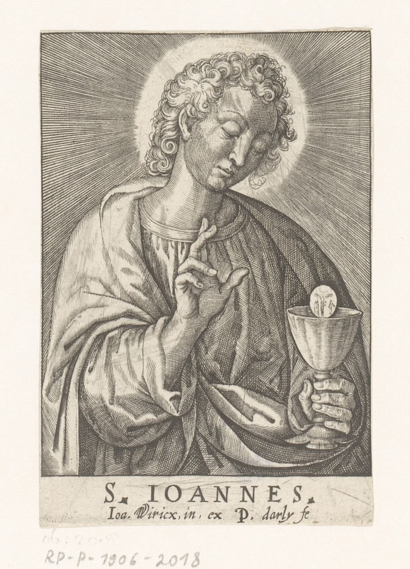 Johannes de Doper met de Eucharistie by P. Darly