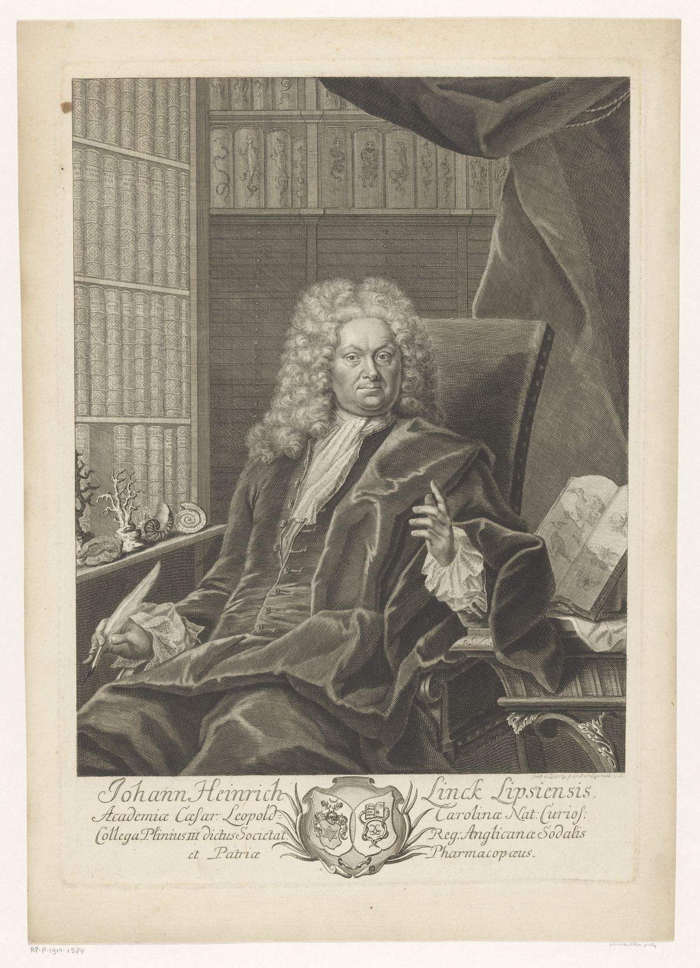 Portret van Johann Heinrich Linck by Martin Bernigeroth