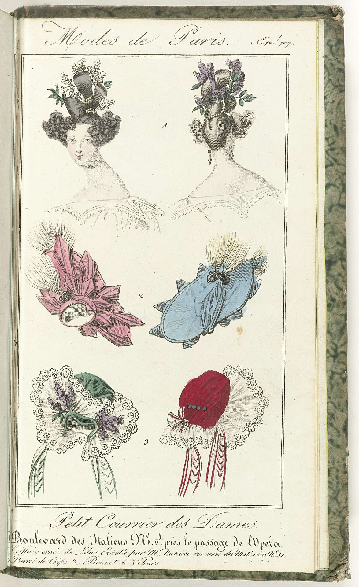 Petit Courrier des Dames, 1830, No. 72 / 707 : Coiffure Exécutée Par M.r Brasseur... by Anonymous