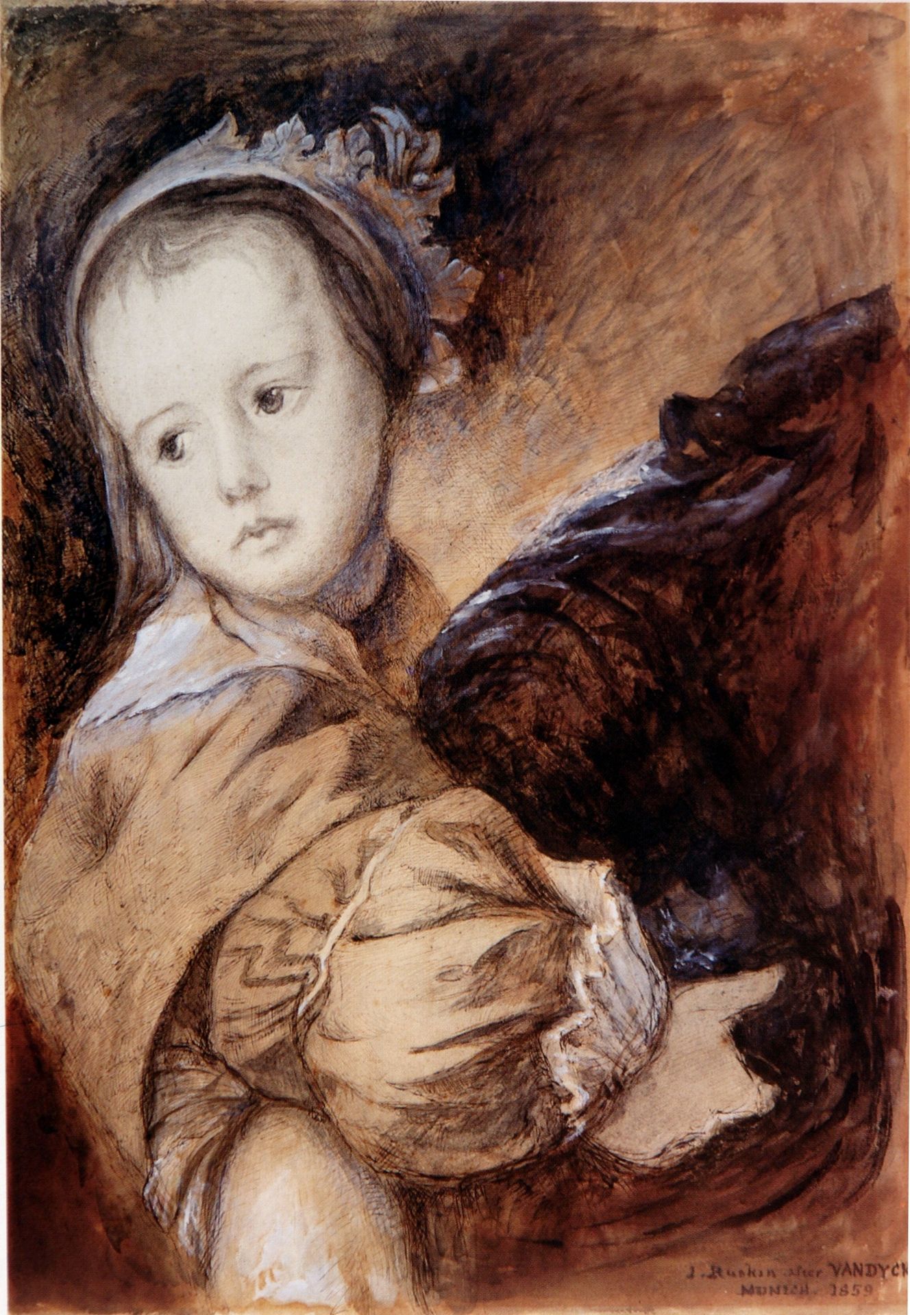 Copy of a Girl in Van Dyck's portrait of The Wife of Colyn de Nole and her daughter by John Ruskin
