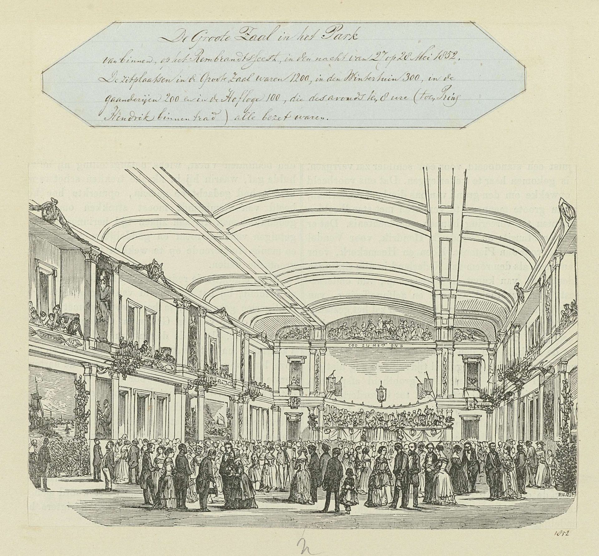 Feest ter onthulling van het standbeeld van Rembrandt Harmensz. van Rijn op het Rembrandtplein te Amsterdam op 27 mei 1852 by Popko van Groningen