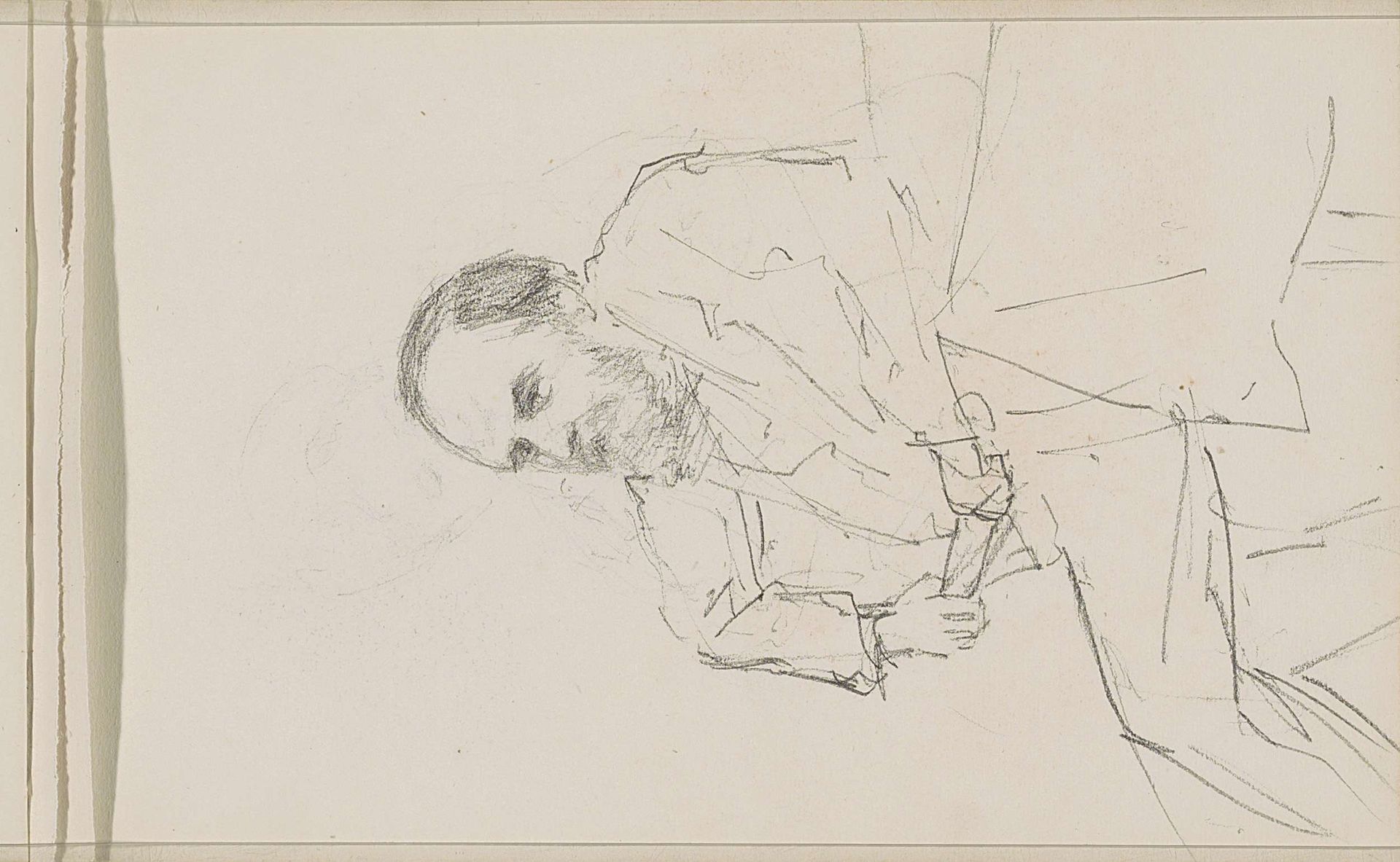 Portret van een man met een baard zittend aan een tafel by Bramine Hubrecht