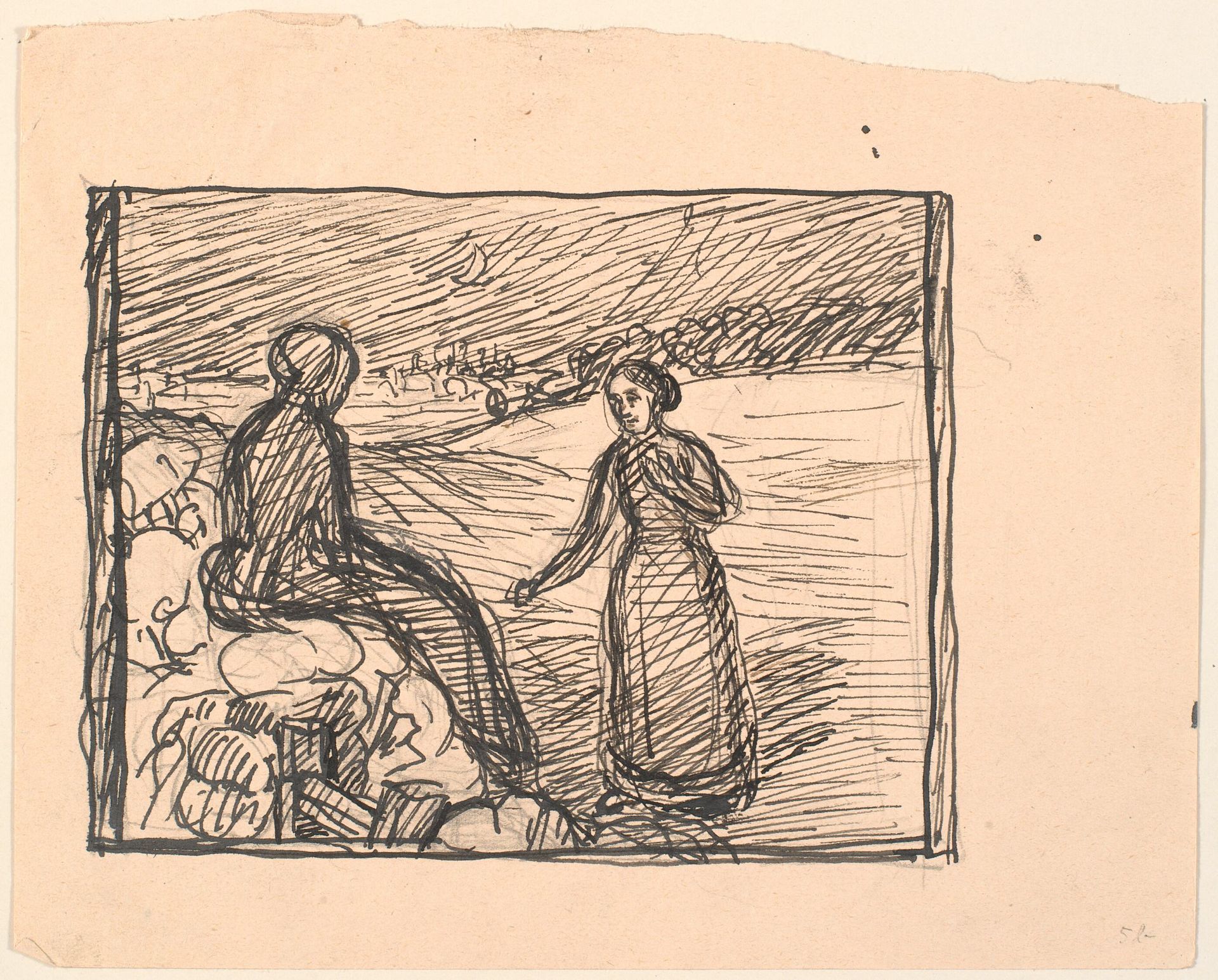 Der ude i Sneen sad en Kone i lange sorte Klæder... by Fritz Syberg