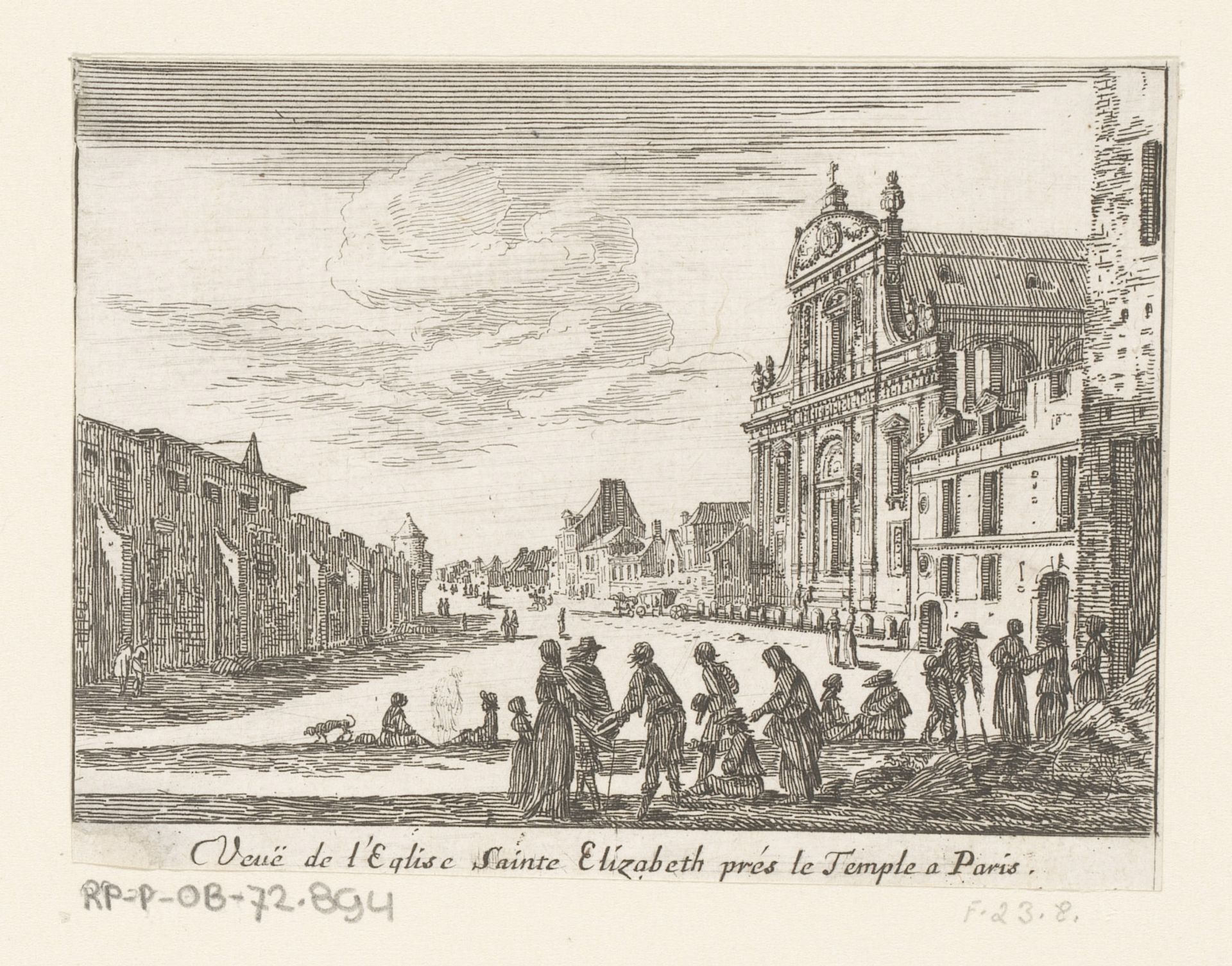 Gezicht op de kerk van Sainte-Elisabeth te Parijs by Israel Silvestre