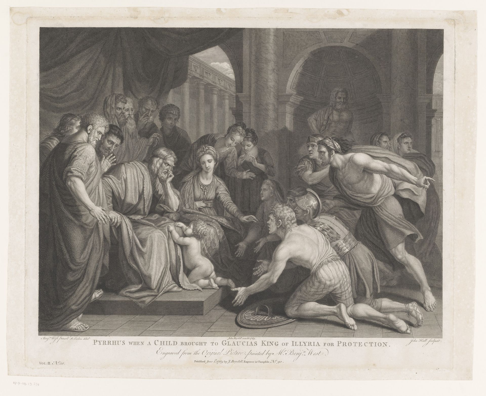 Pyrrhus als kind bij koning Glaucias gebracht ter bescherming by John Hall