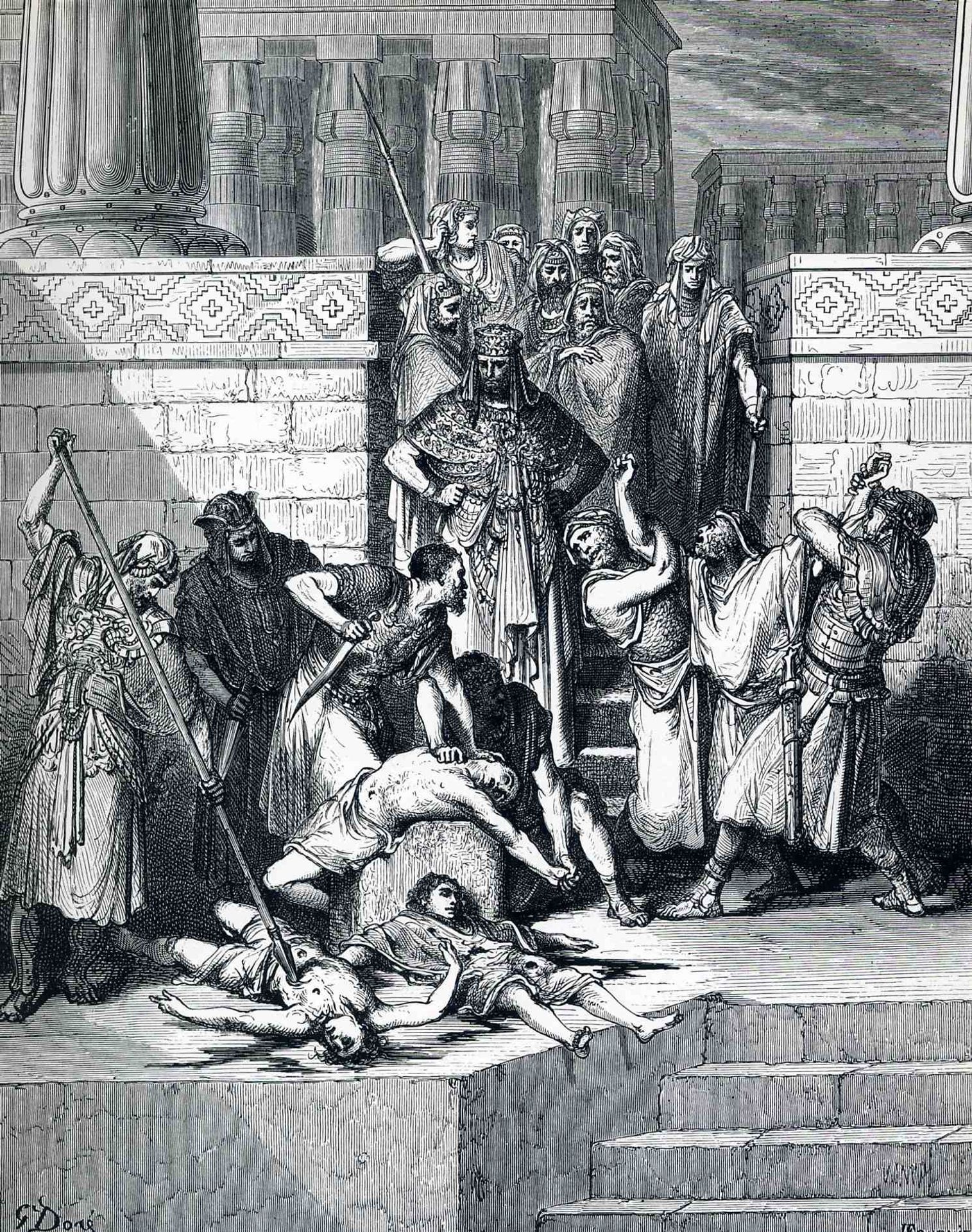 Slaughter of the Sons of Zedekiah before their Father by Gustave Dore