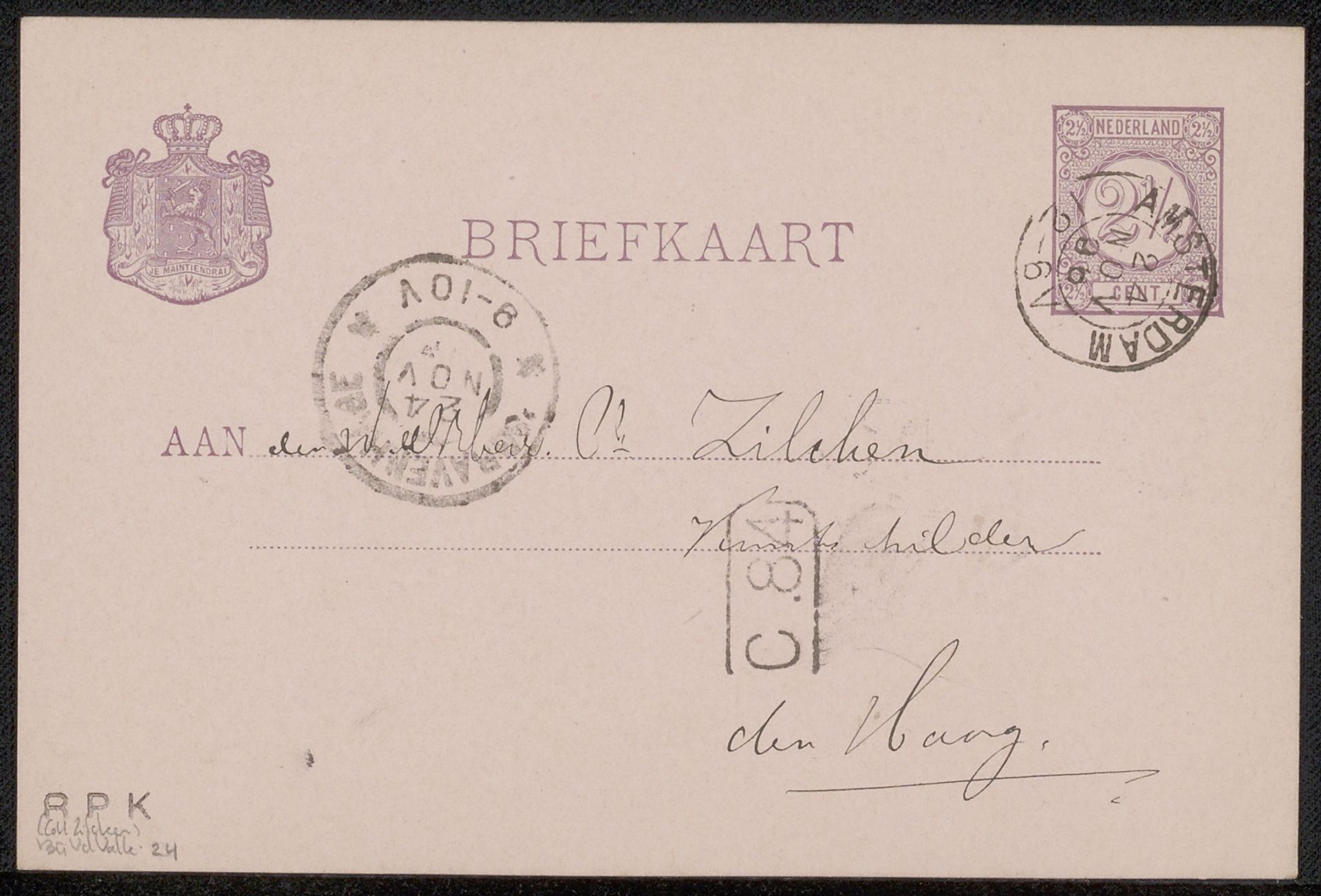 Briefkaart aan Philip Zilcken by Maurits van der Valk