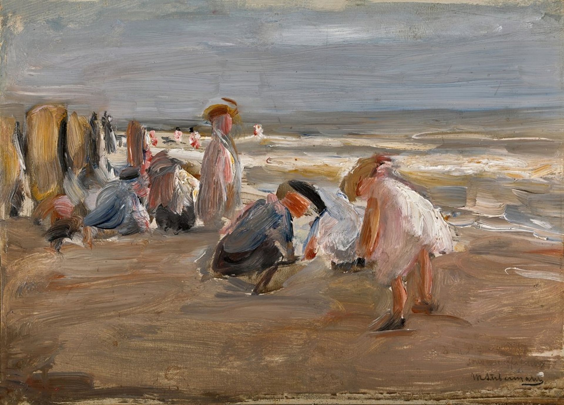 Spielende Kinder am Strand by Max Liebermann