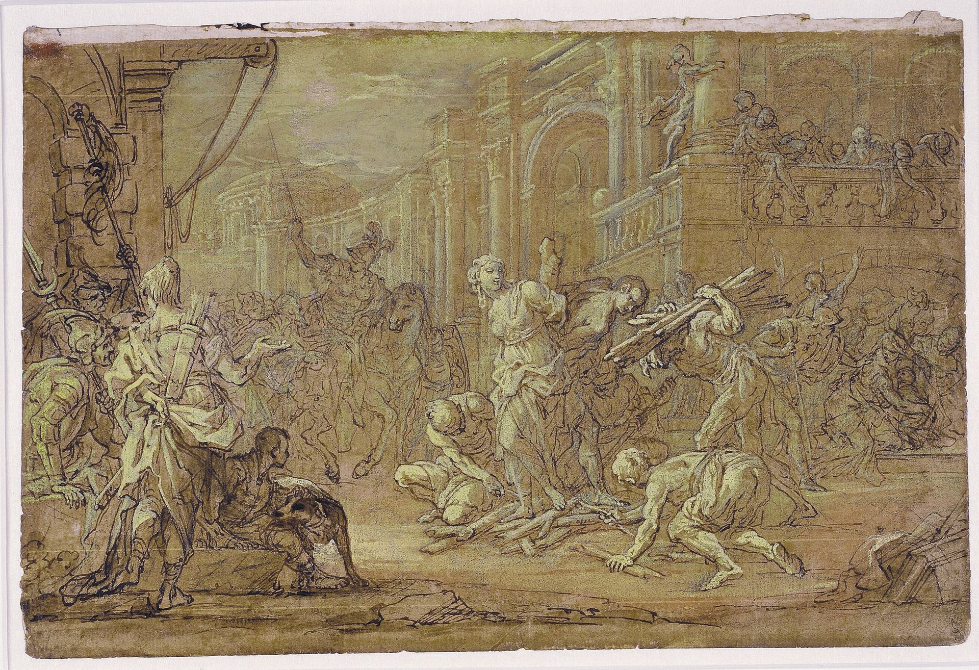 Clorinda redder Sofronia og Olindo fra bålet i Jerusalem by Sebastiano Conca
