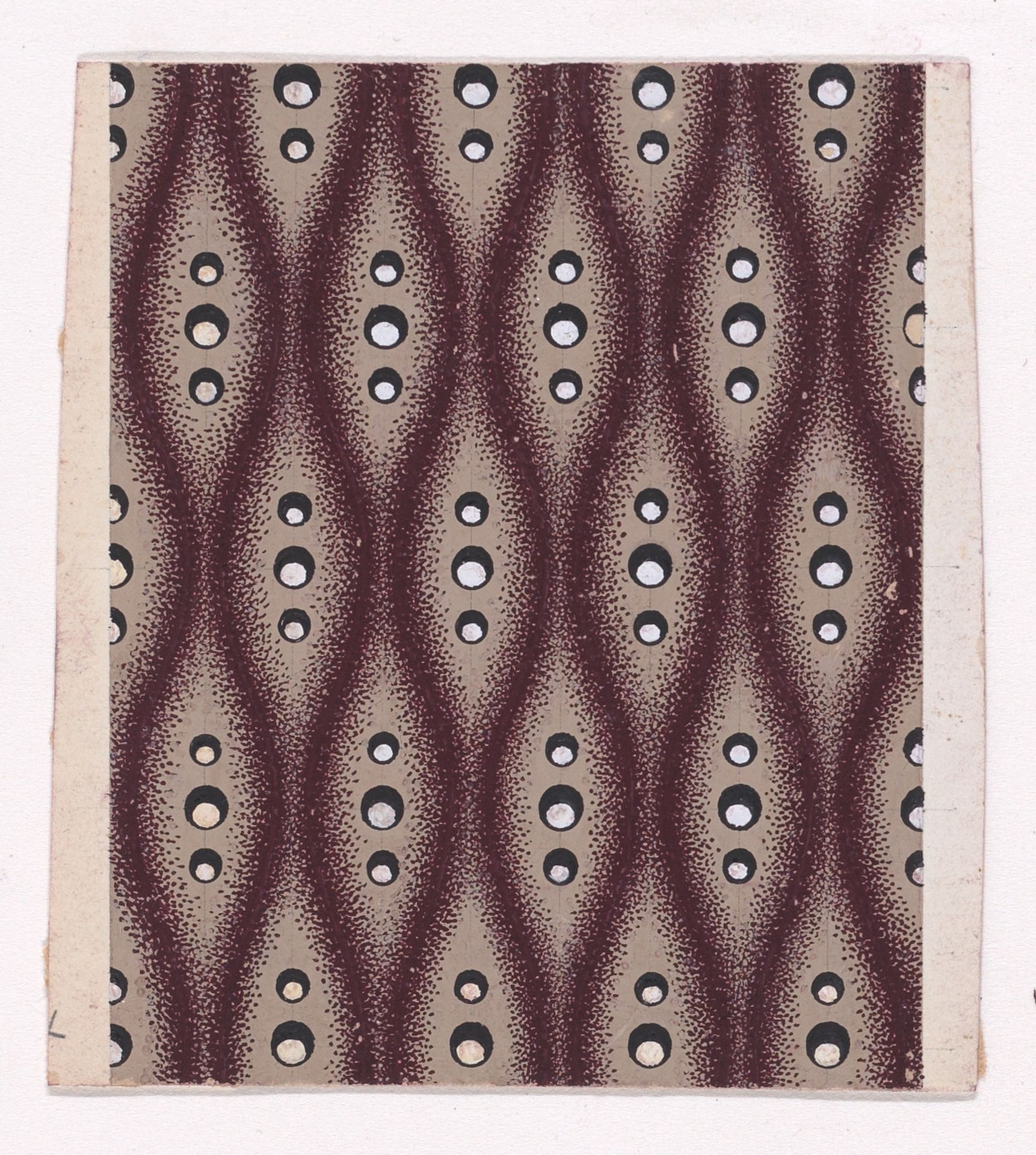 Textile Design with Alternating Strips of Groups of Three Pearls Framed by Undulating Stippled Garlands by Anonymous