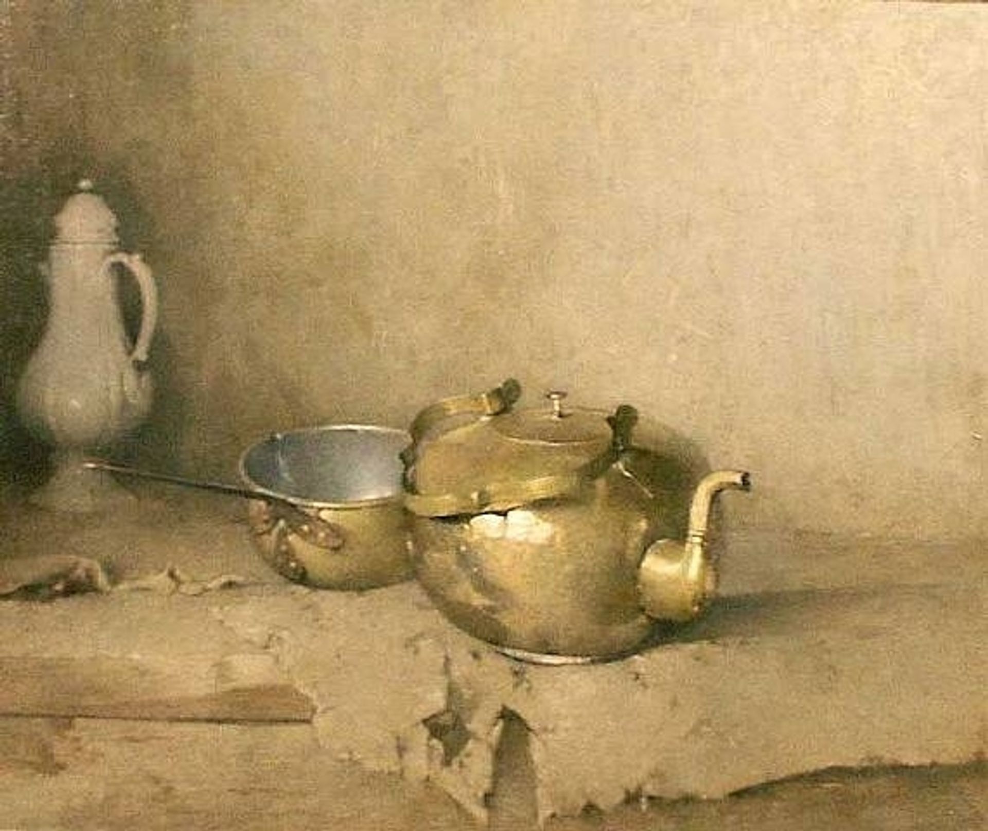 Brass Kettle with Porcelain Coffee Pot by Emil Carlsen