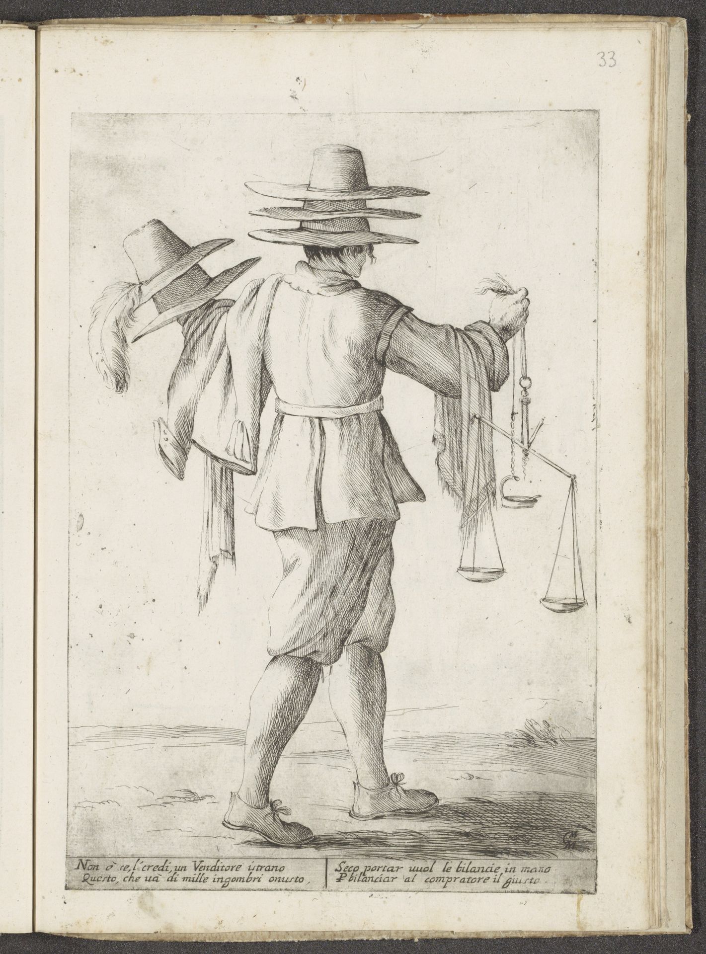 Hoedenverkoper by Giuseppe Maria Mitelli