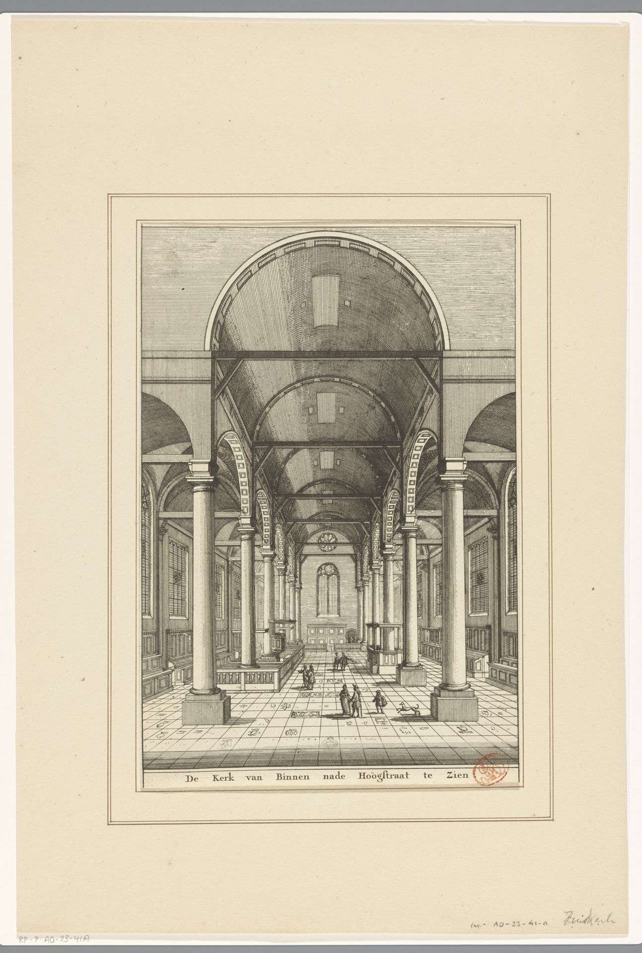 Interieur van de Zuiderkerk te Amsterdam, gezien richting de Nieuwe Hoogstraat by Pieter van den Berge
