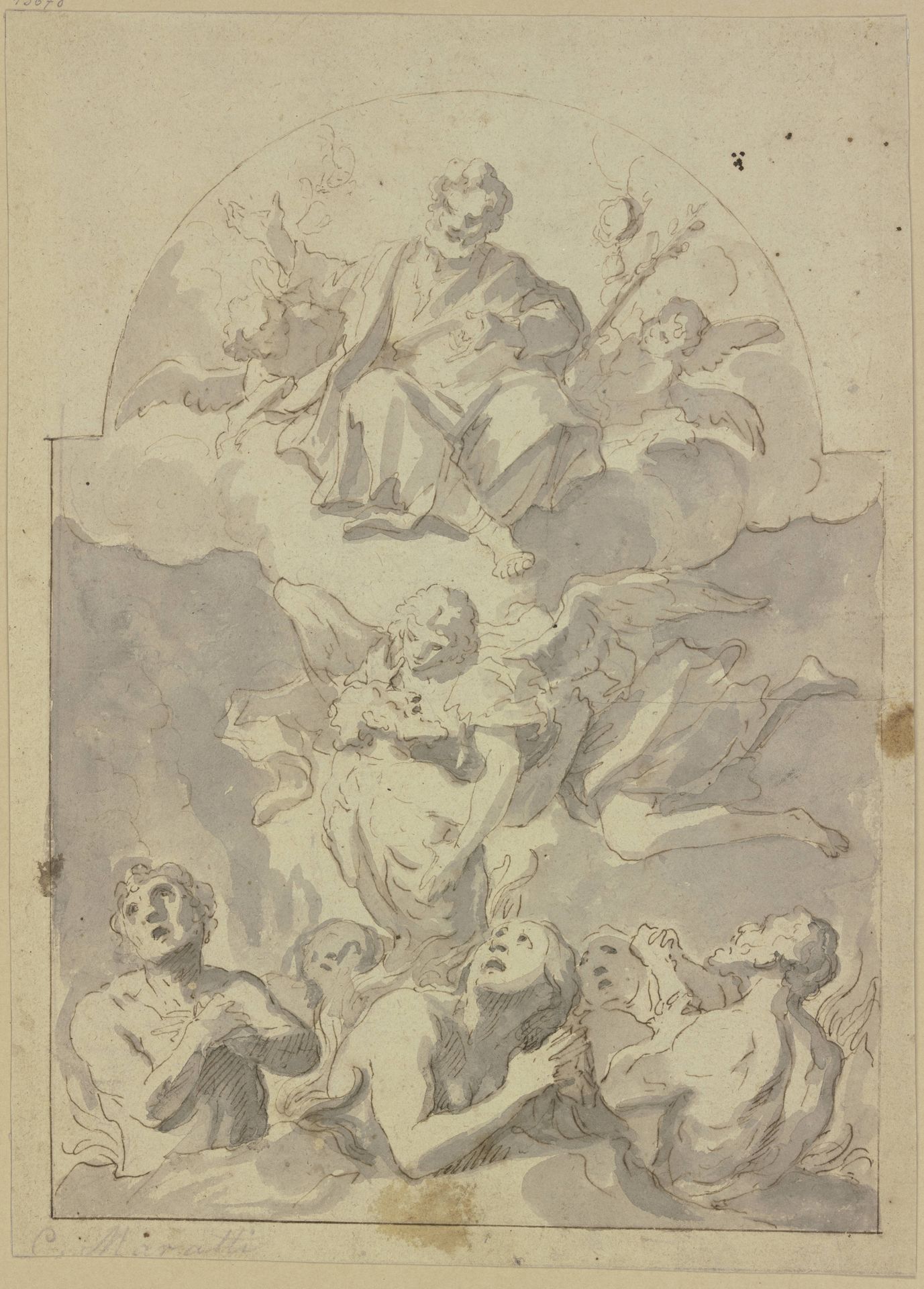 Ein Engel erlöst eine Seele aus dem Fegefeuer by Carlo Maratti