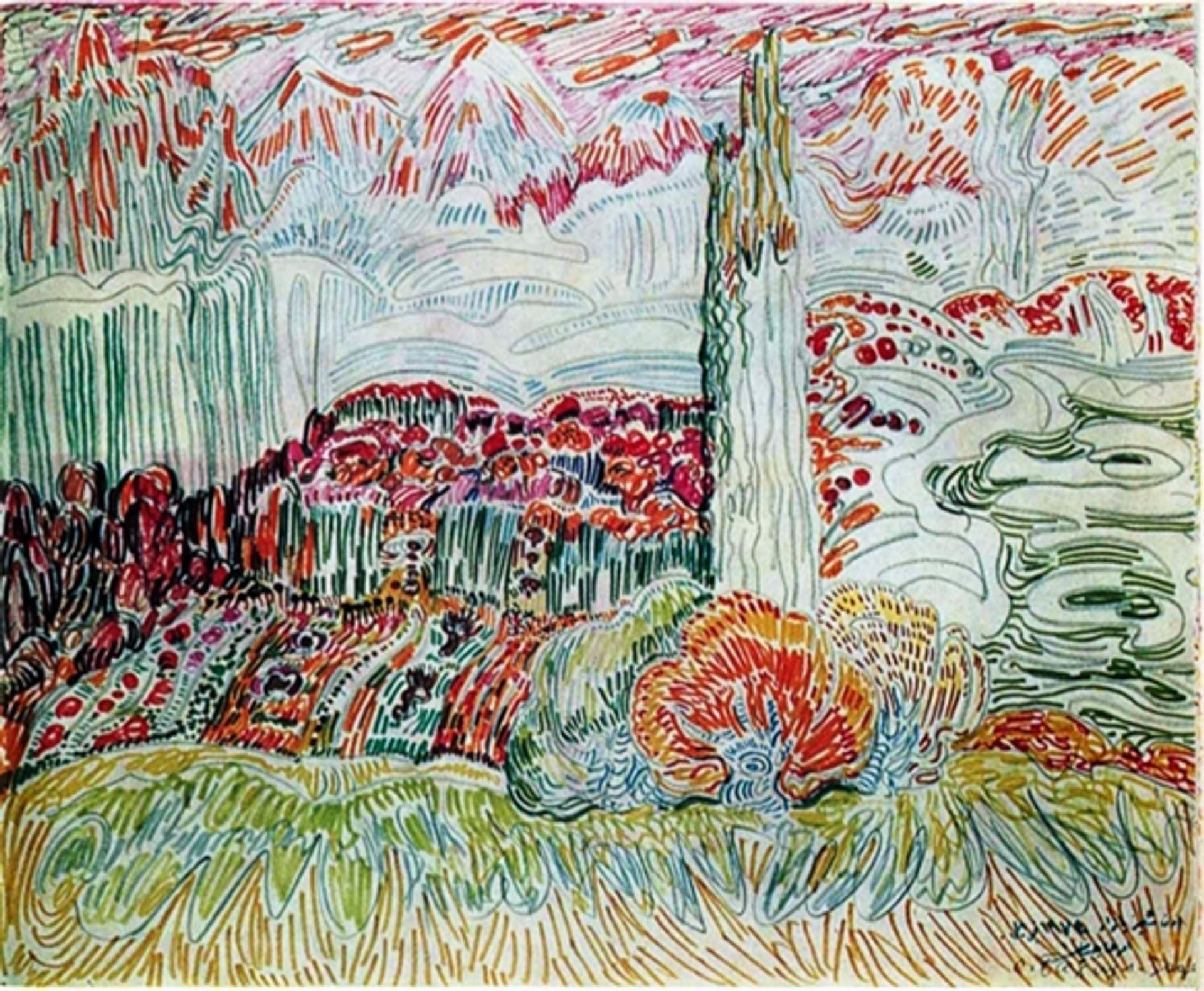 Landscape with cypress by Sattar Bahlulzade