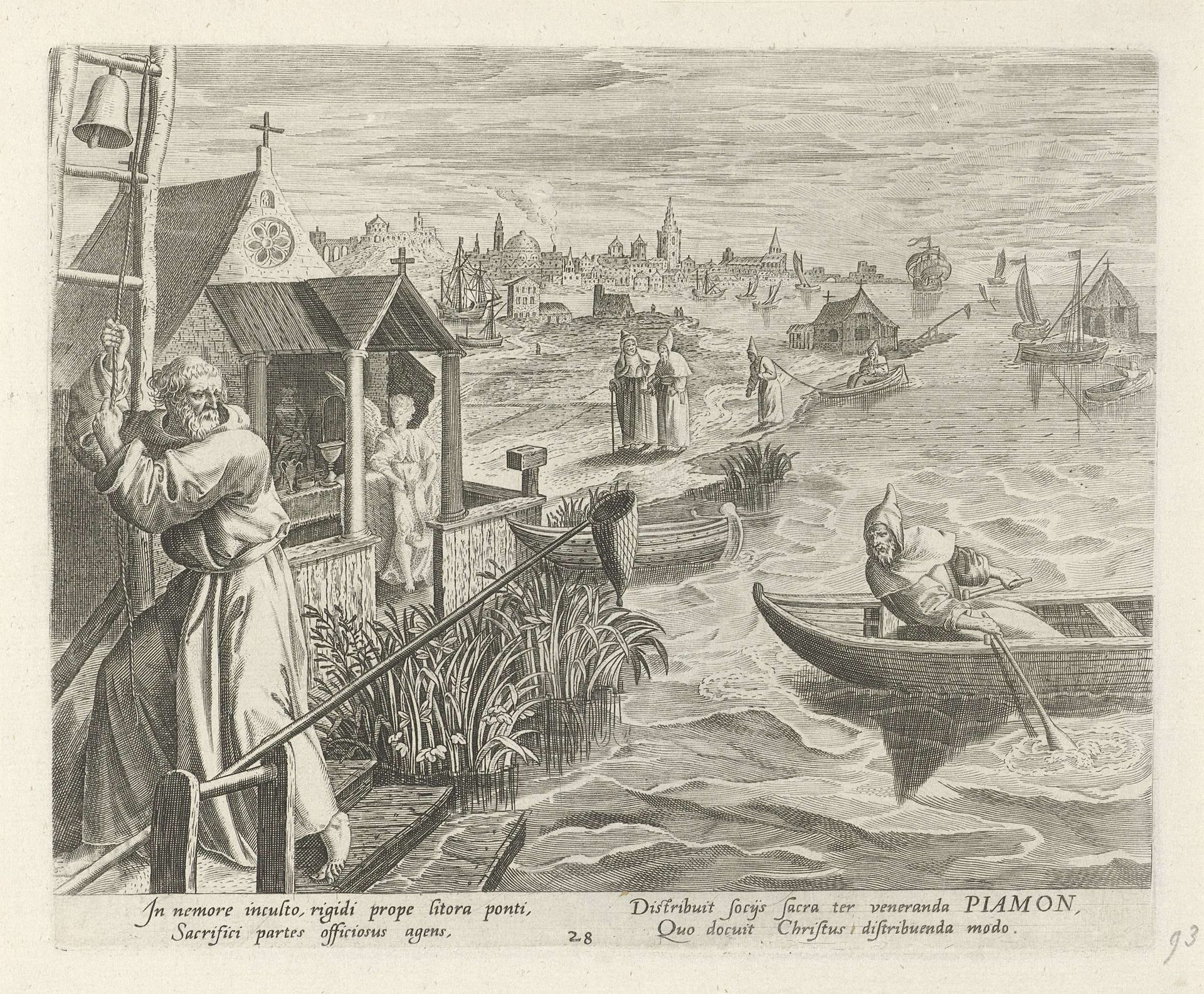 Piamon Diocles als kluizenaar by Johann Sadeler I