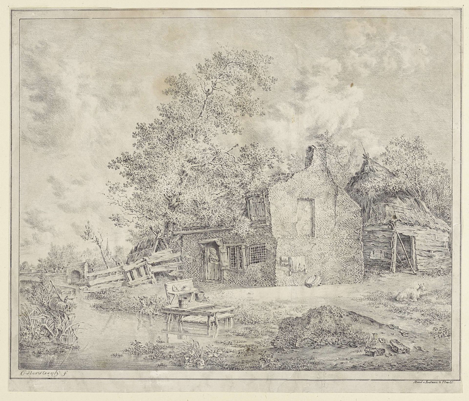 Boerderij aan het water by Cornelis Borsteegh