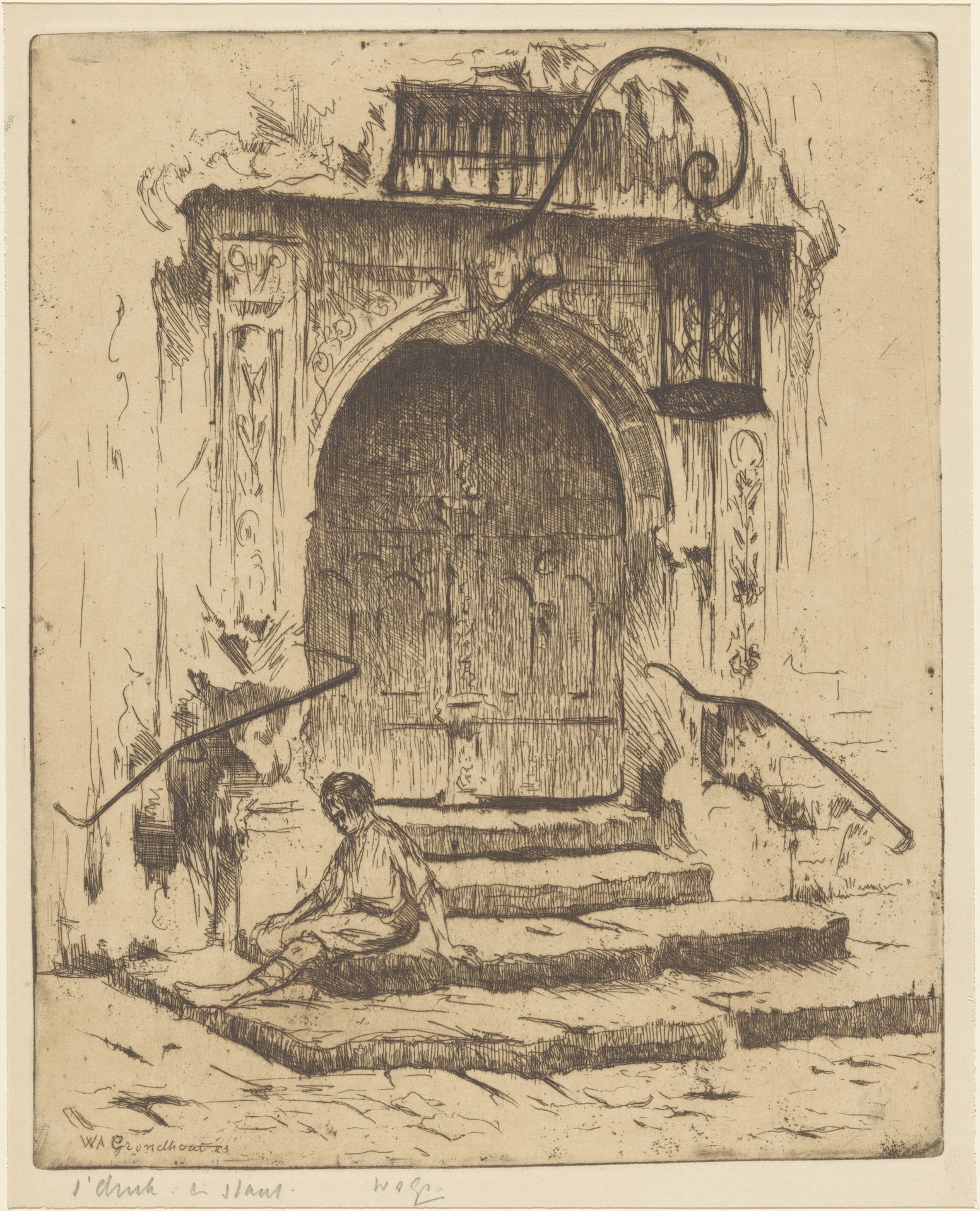 Poort van het stadhuis in Rothenburg ob der Tauber by Willem Adrianus Grondhout