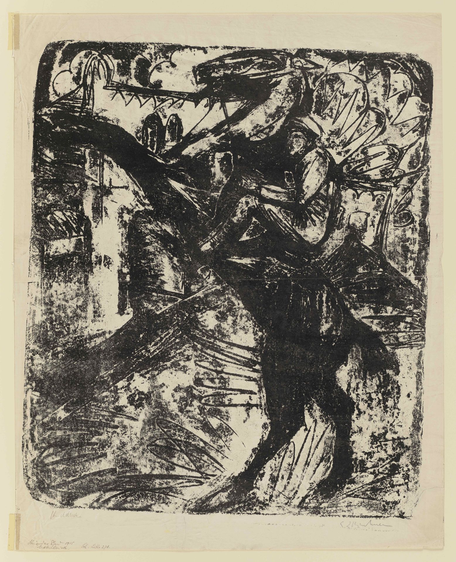 Steigendes Pferd mit Reiter by Ernst Ludwig Kirchner