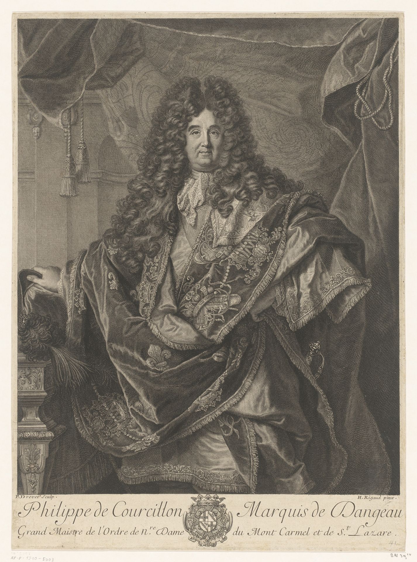 Portret van Philippe de Courcillon by Pierre Drevet
