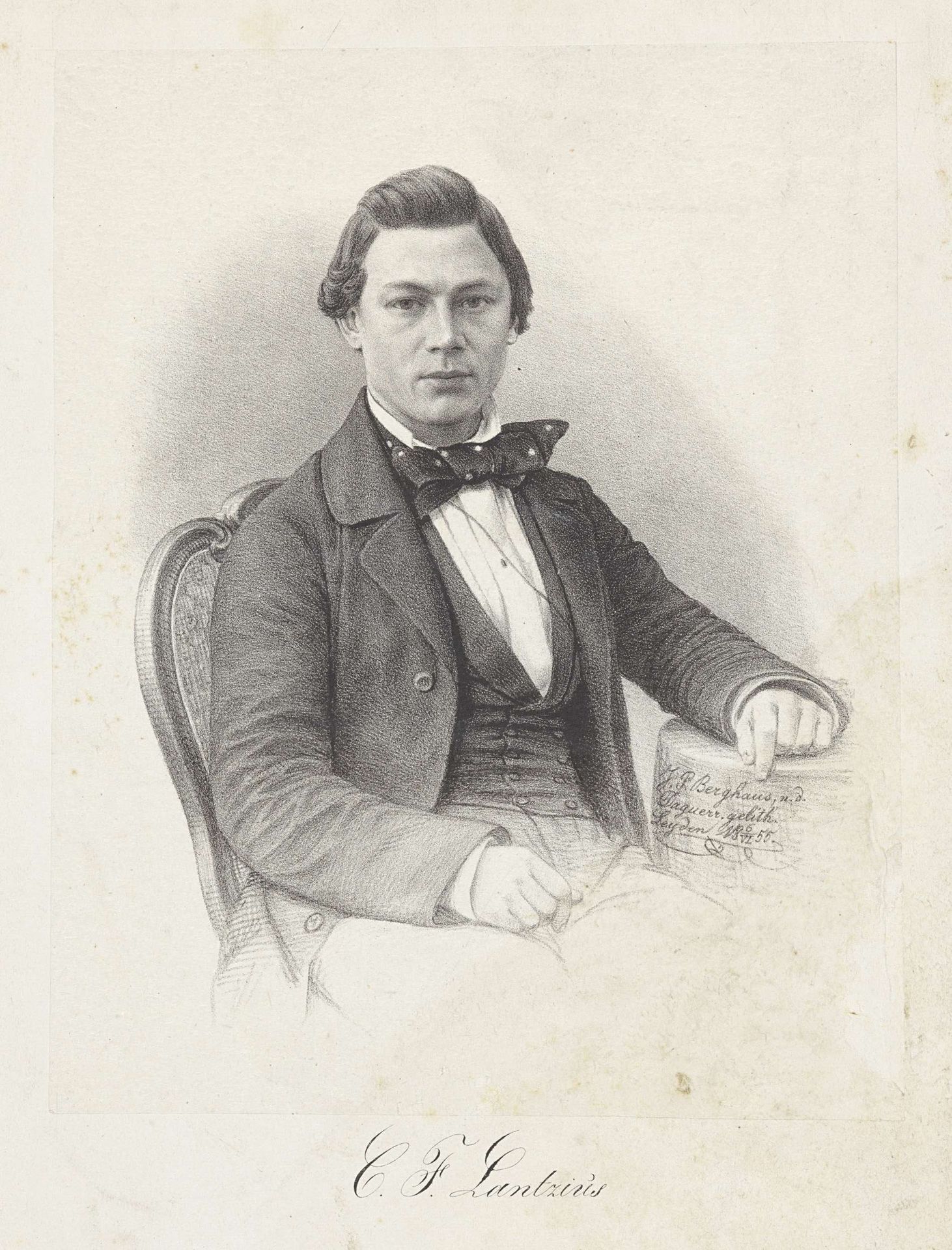 Portret van C.F. Lantzius by Johann Peter Berghaus