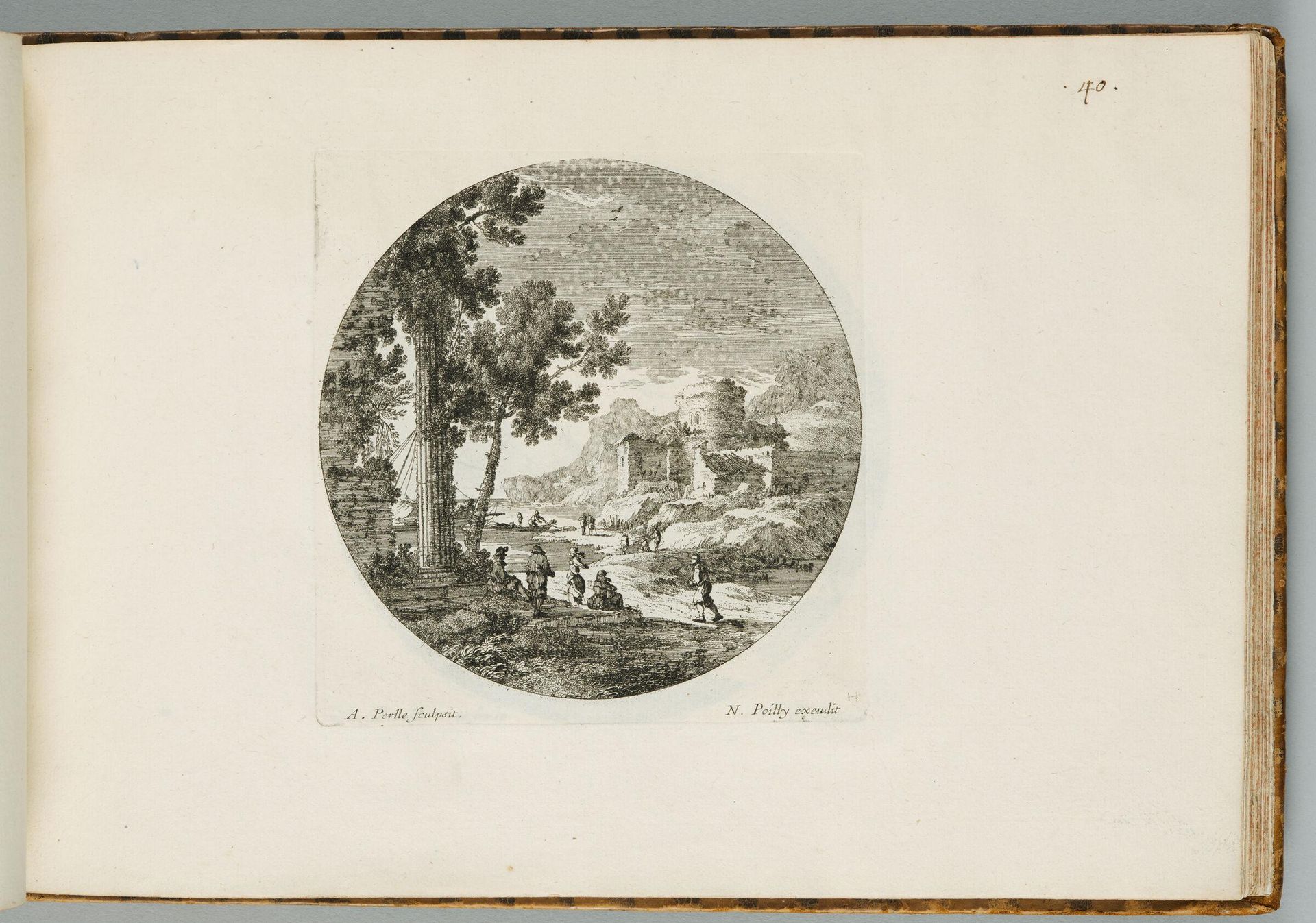 Landscape with a Traveller Approaching Persons Seated Before a Ruined Temple by Adam Perelle
