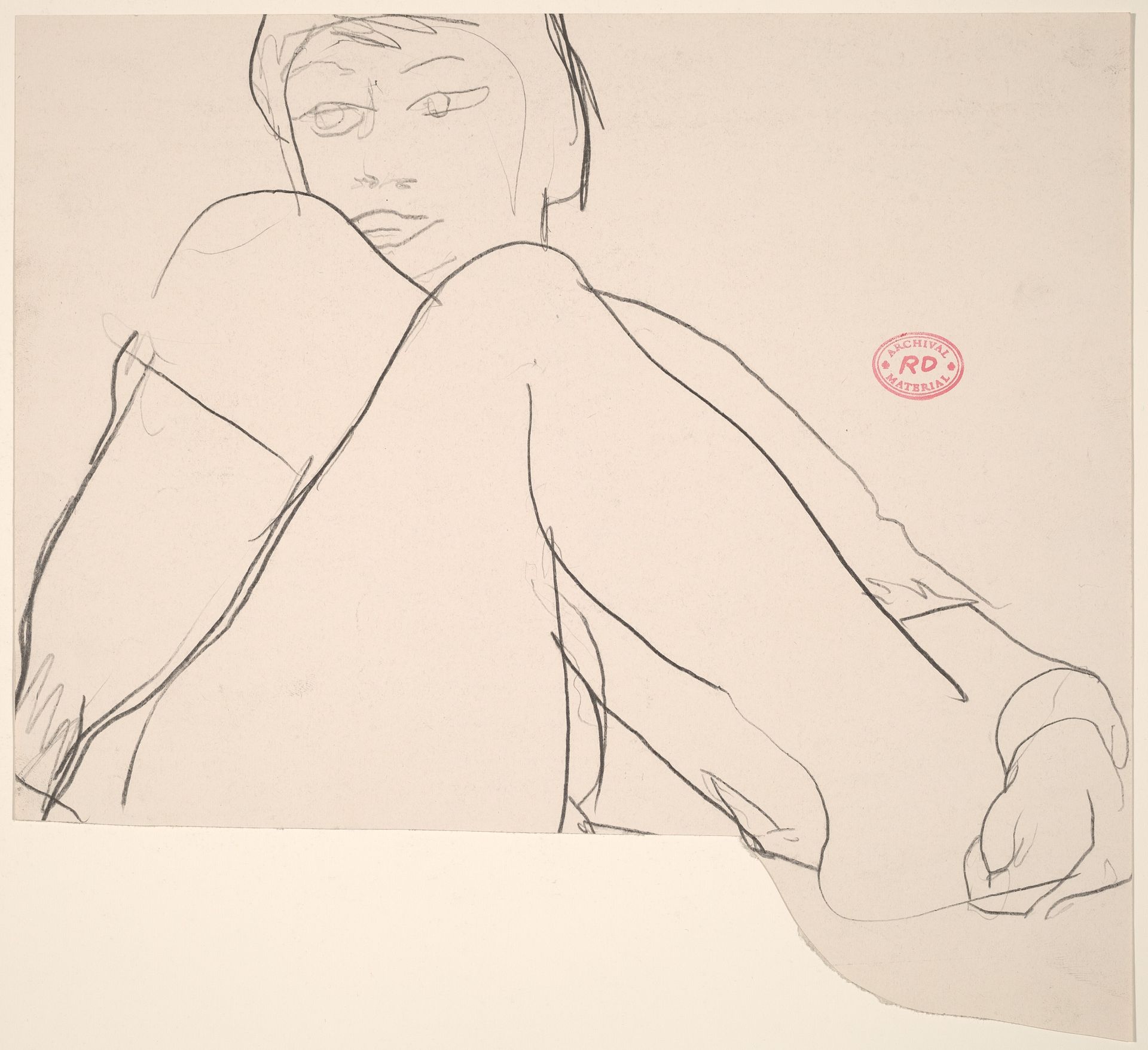 Untitled [model with leg pulled to chest] by Richard Diebenkorn