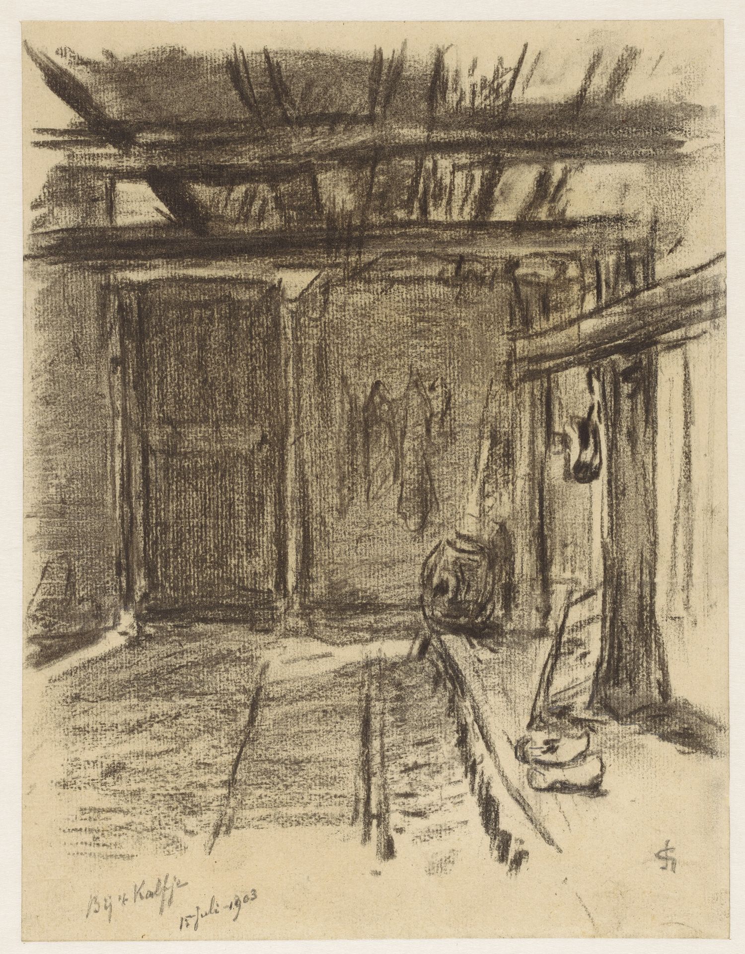 Boereninterieur, Bij 't Kalfje by Carel Nicolaas Storm van 's-Gravesande