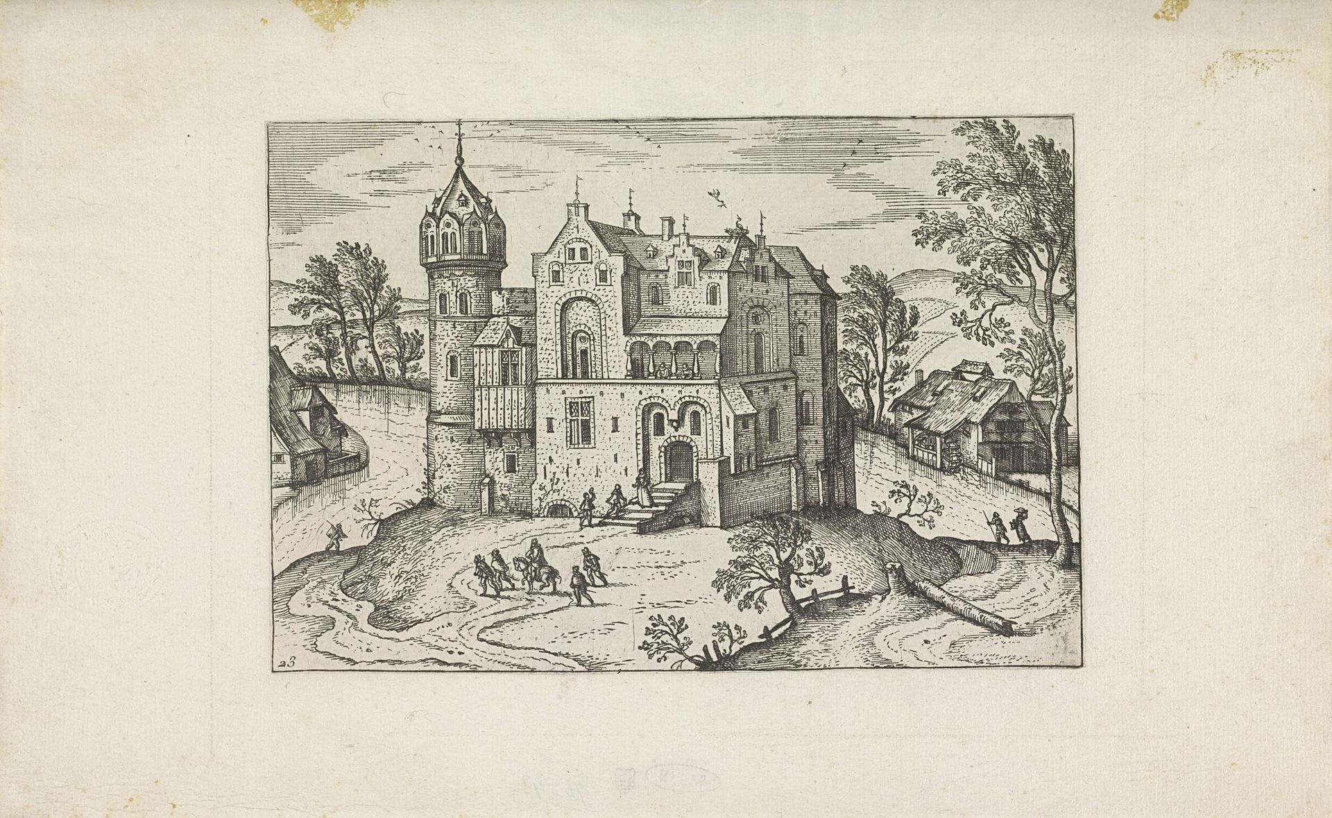 Kasteel aan een rivier by Pieter van der (I) Borcht