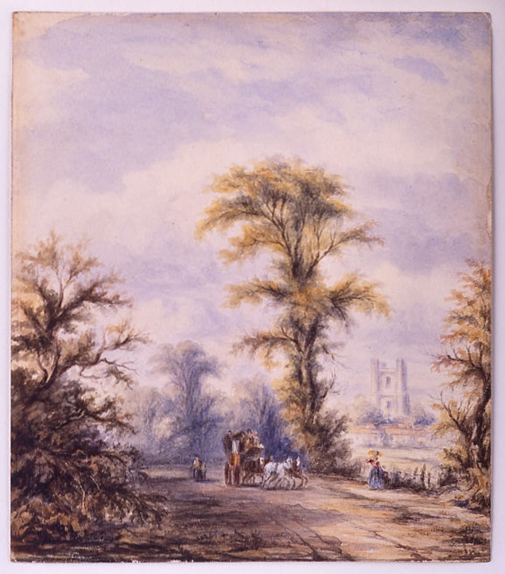Landscape with a Stagecoach by British