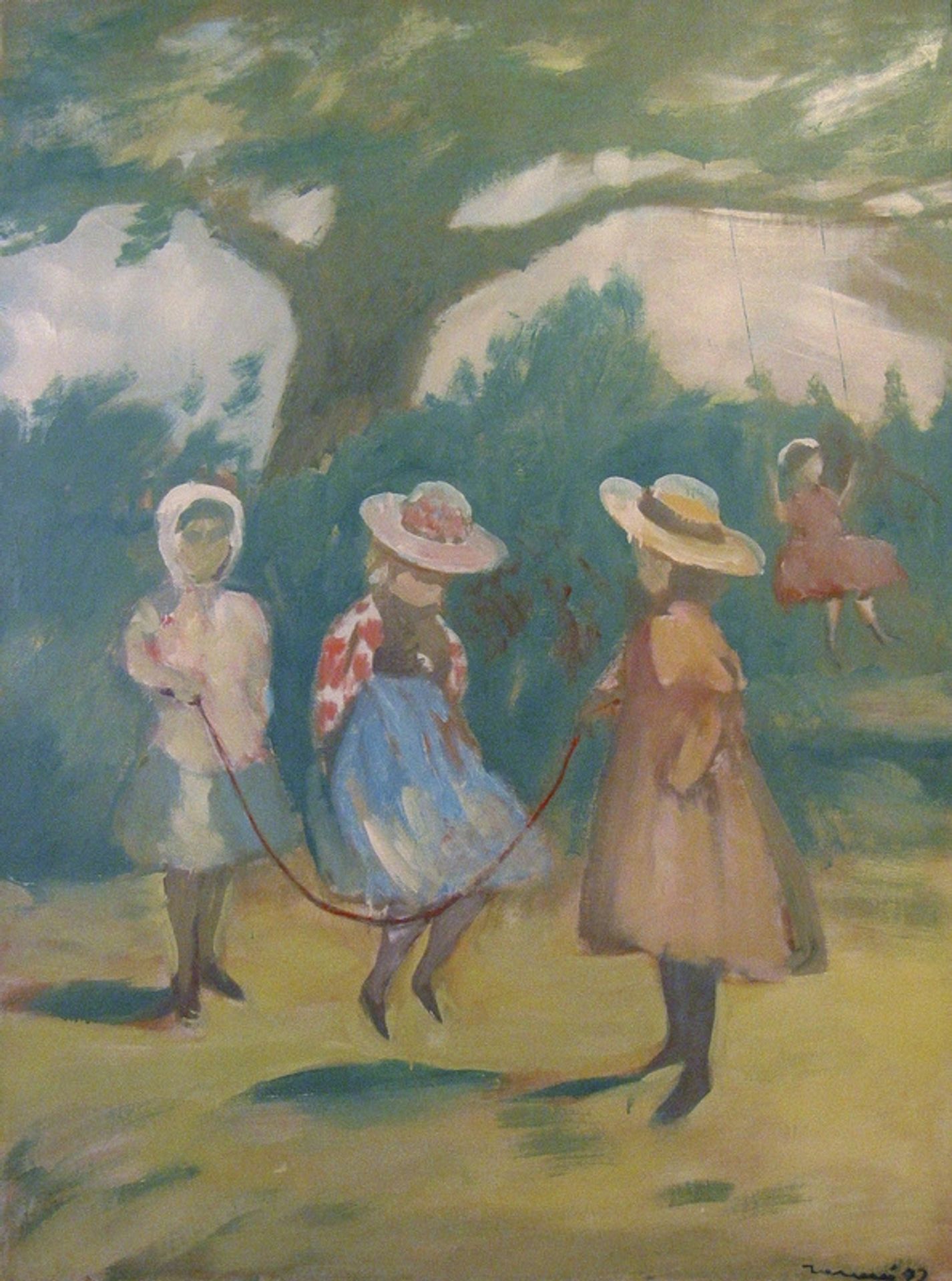 Girls with a skipping rope by Oleg Holosiy